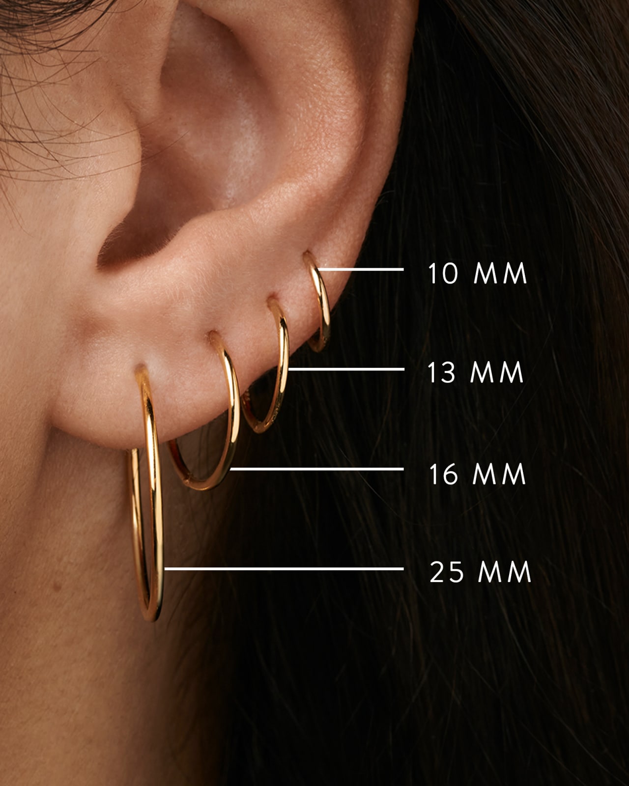 thumbnail image 2 of MATERIA 17mm Gold Plated Sterling Silver Hoop Earrings For Women – 925 Silver, Small 2 of 4