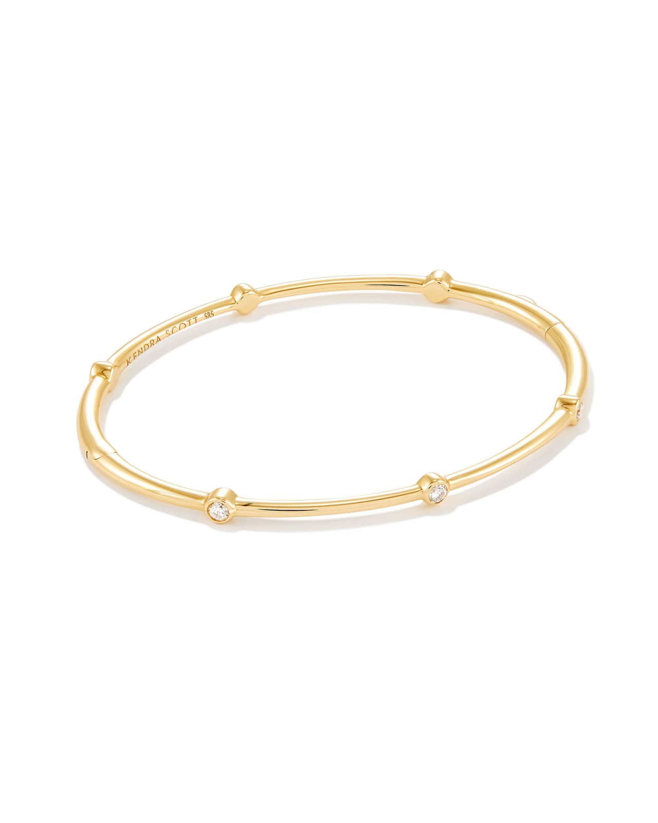 Audrey 14k Yellow Gold Bangle Bracelet in White Diamonds