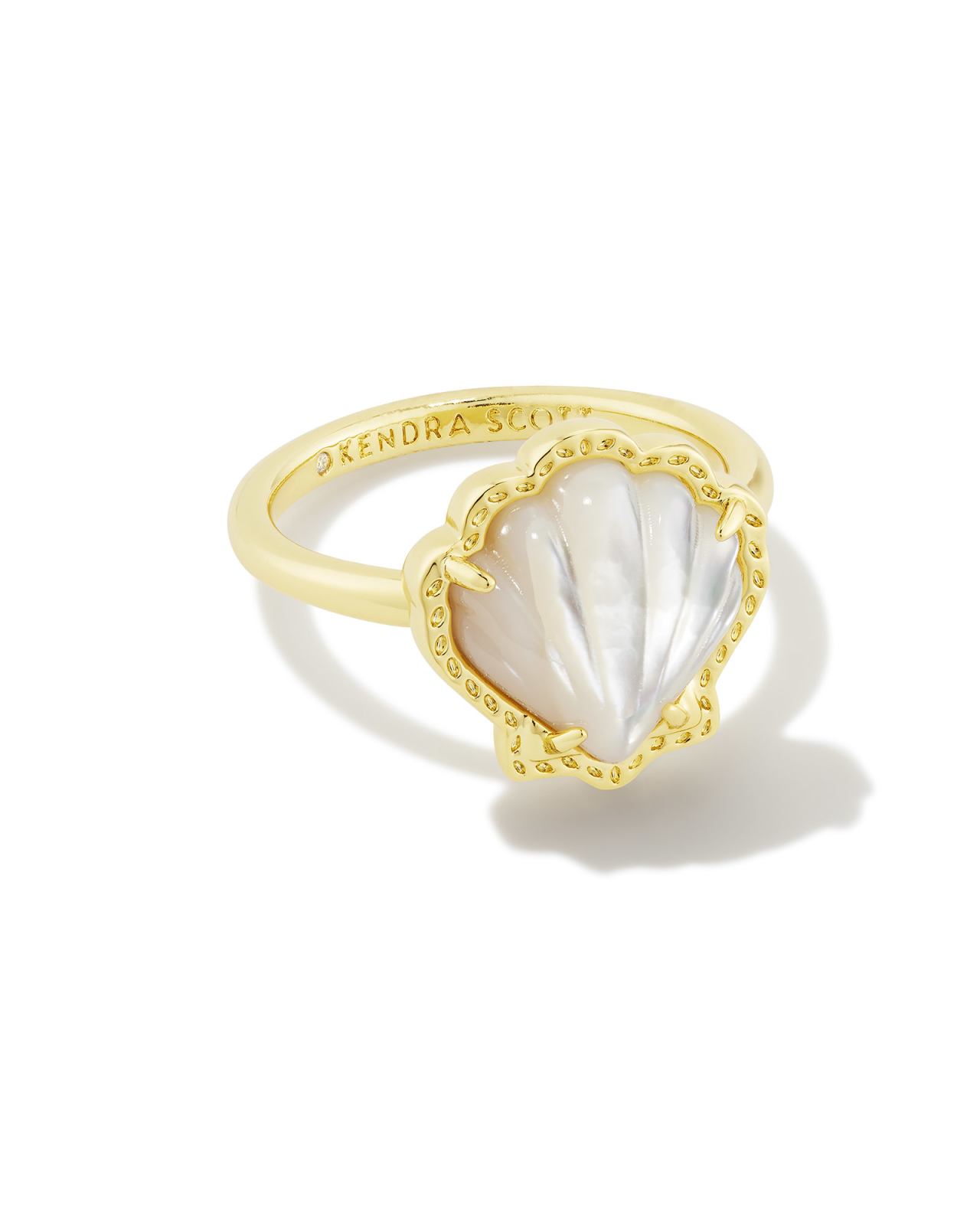 Brynne Gold Shell Band Ring in Ivory Mother-of-Pearl image number 0