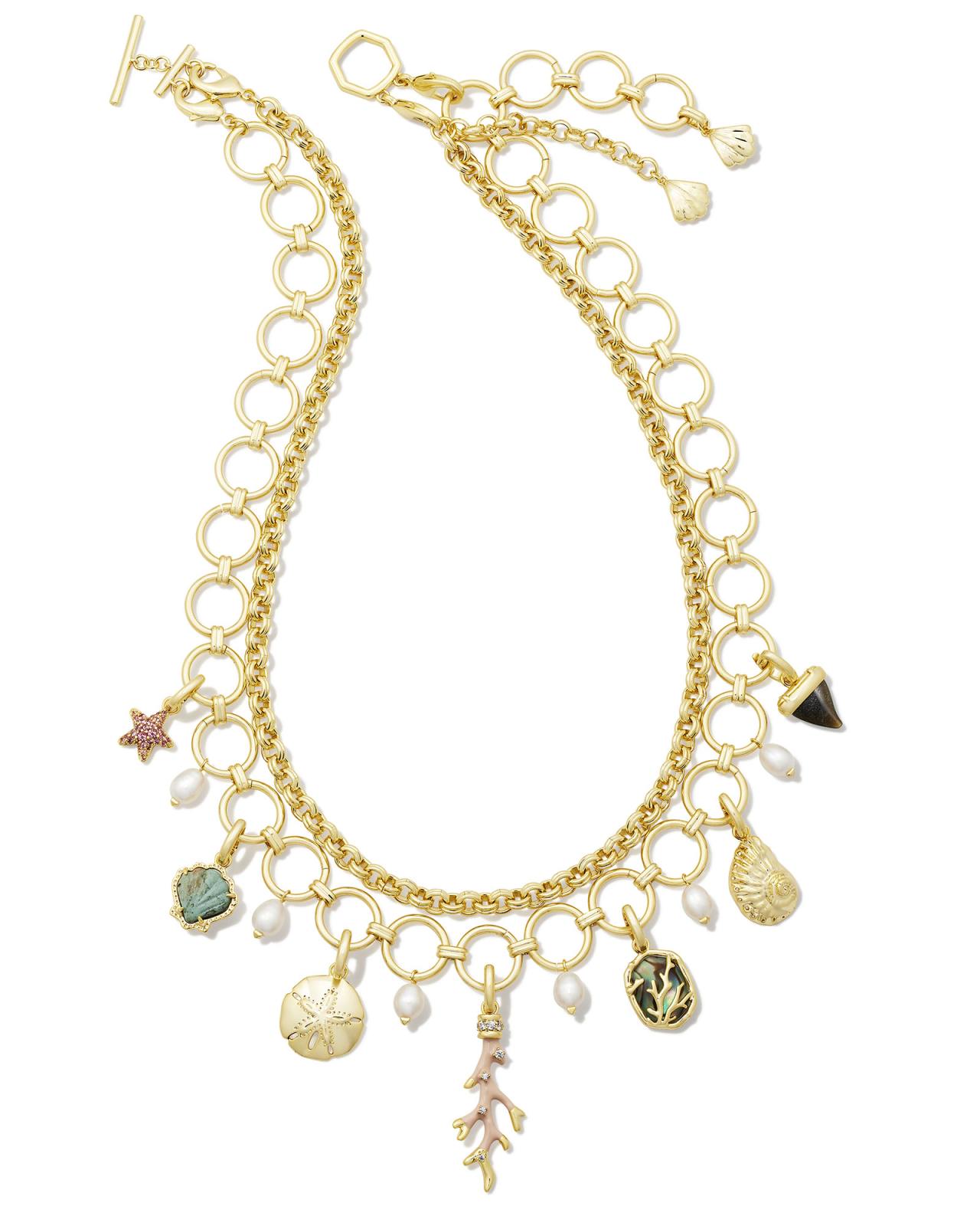 Brynne Convertible Gold Shell Charm Necklace in Multi Mix image number 0