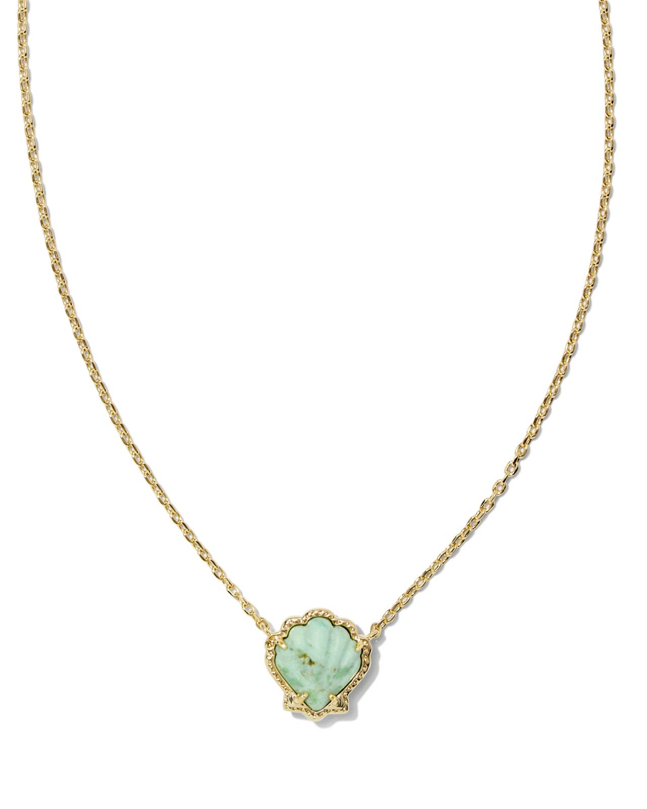 Brynne Gold Shell Short Pendant Necklace in Sea Green Chrysocolla image number 0