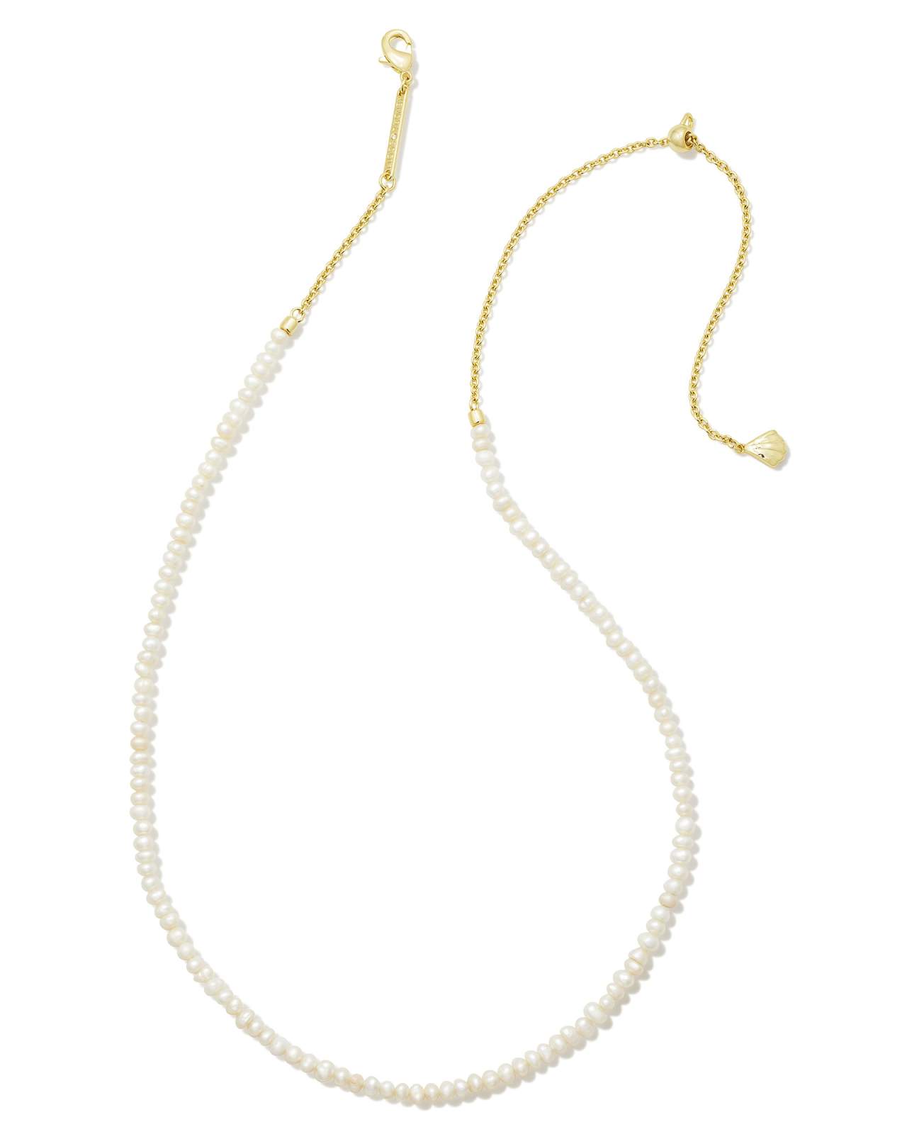 Lolo Gold Strand Necklace in White Pearl image number 0