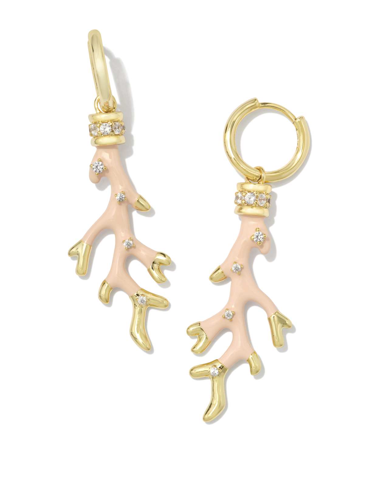 Shea Convertible Gold Huggie Earrings in Blush Enamel image number 0