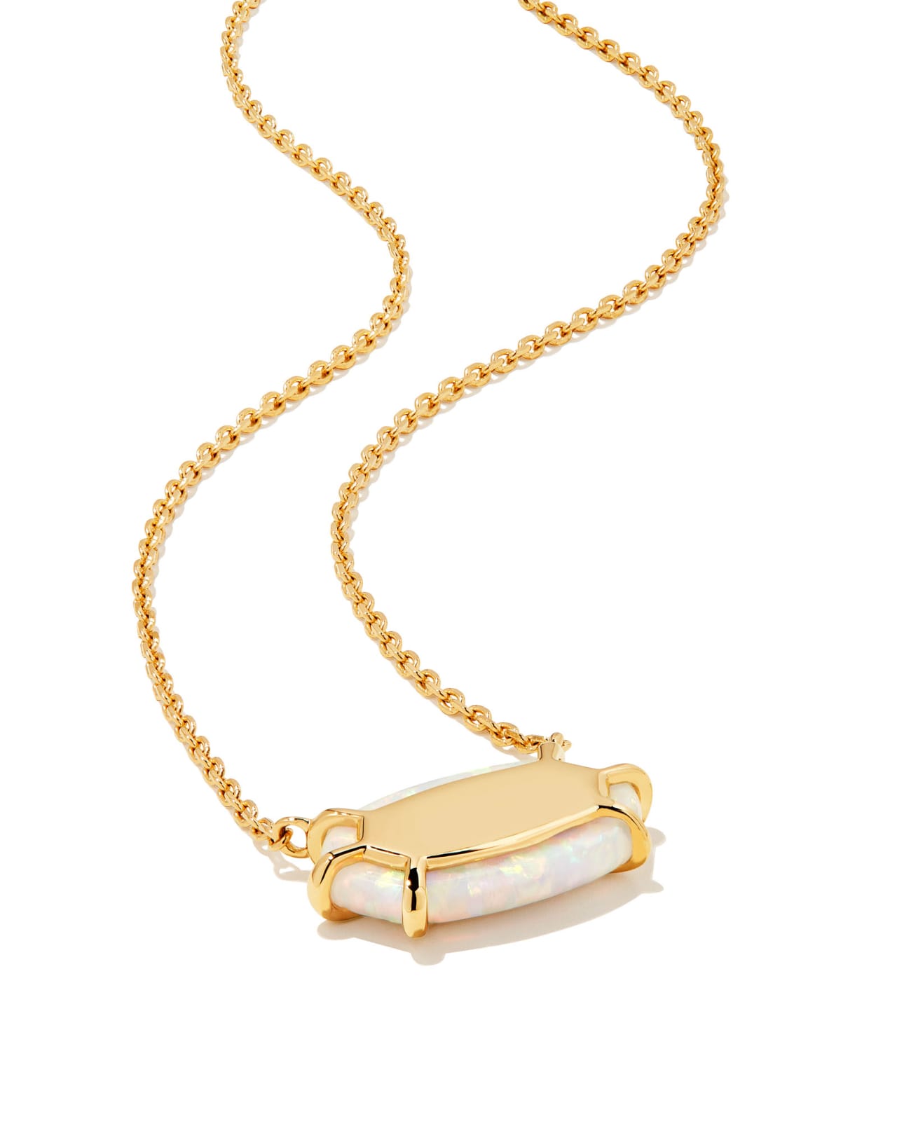 Elisa Gold Satellite Short Pendant Necklace in Yellow Kyocera Opal | Kendra  Scott