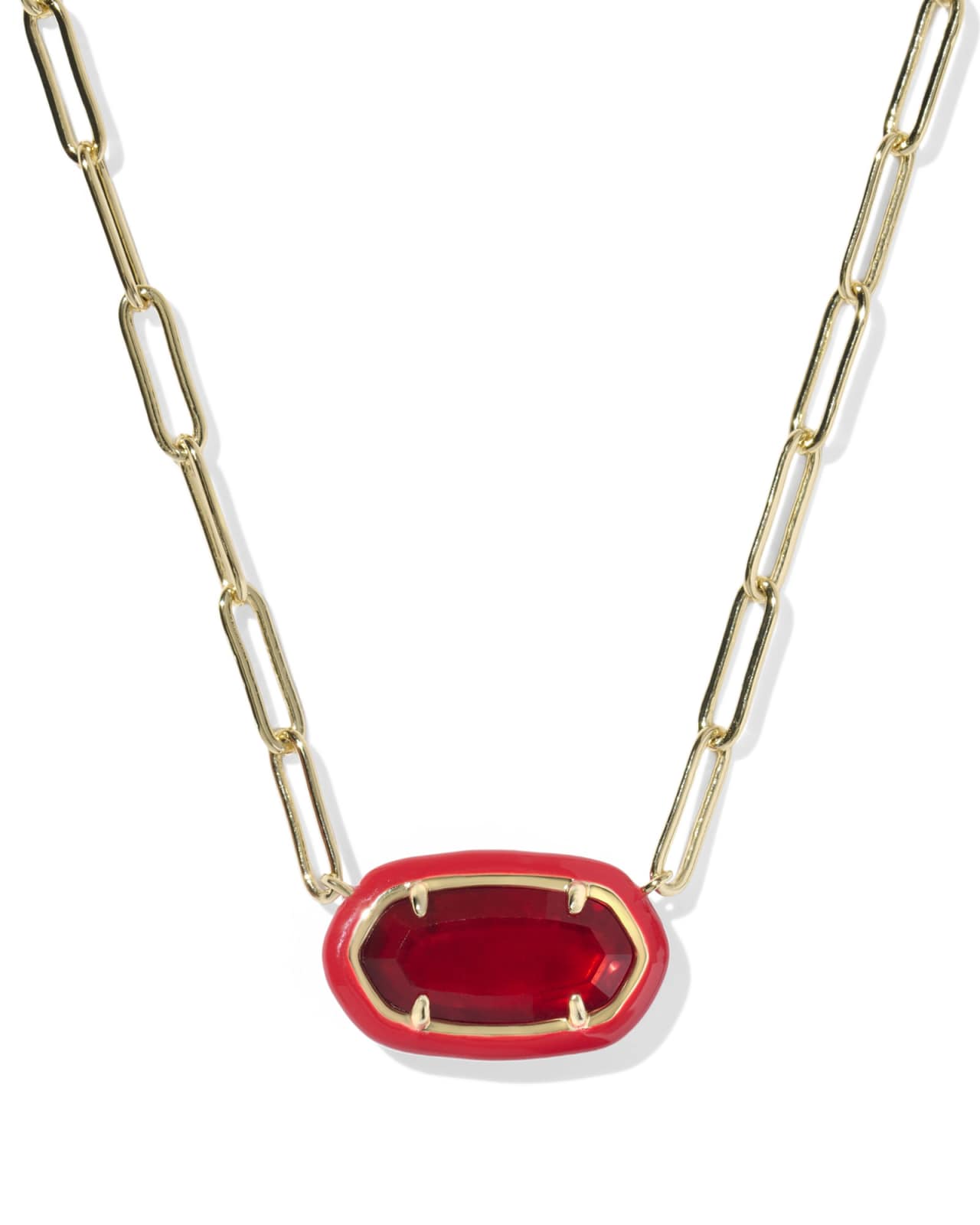 Elisa Enamel Frame Gold Paperclip Necklace image number 0
