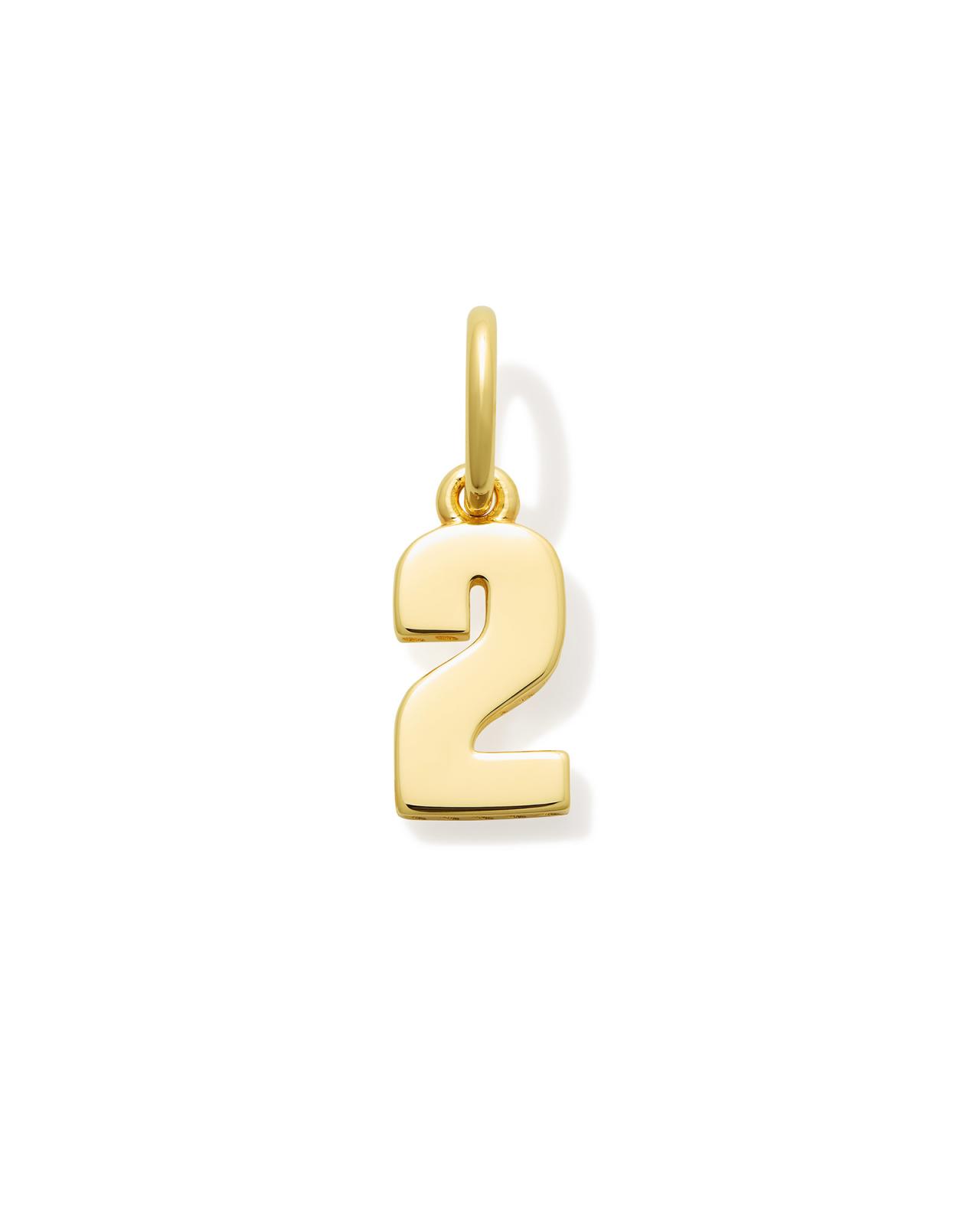 Metal Number 2 Charm in 18k Gold Vermeil image number 0