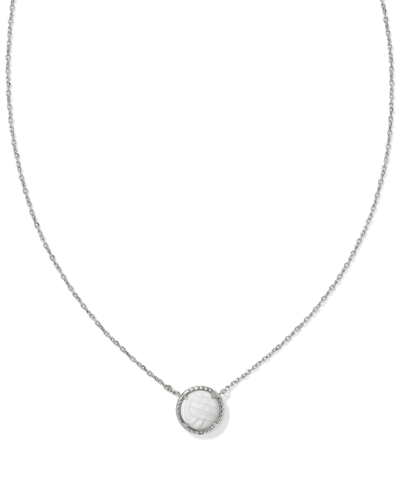 Volleyball Silver Short Pendant Necklace in White Mother-of-Pearl image number 0
