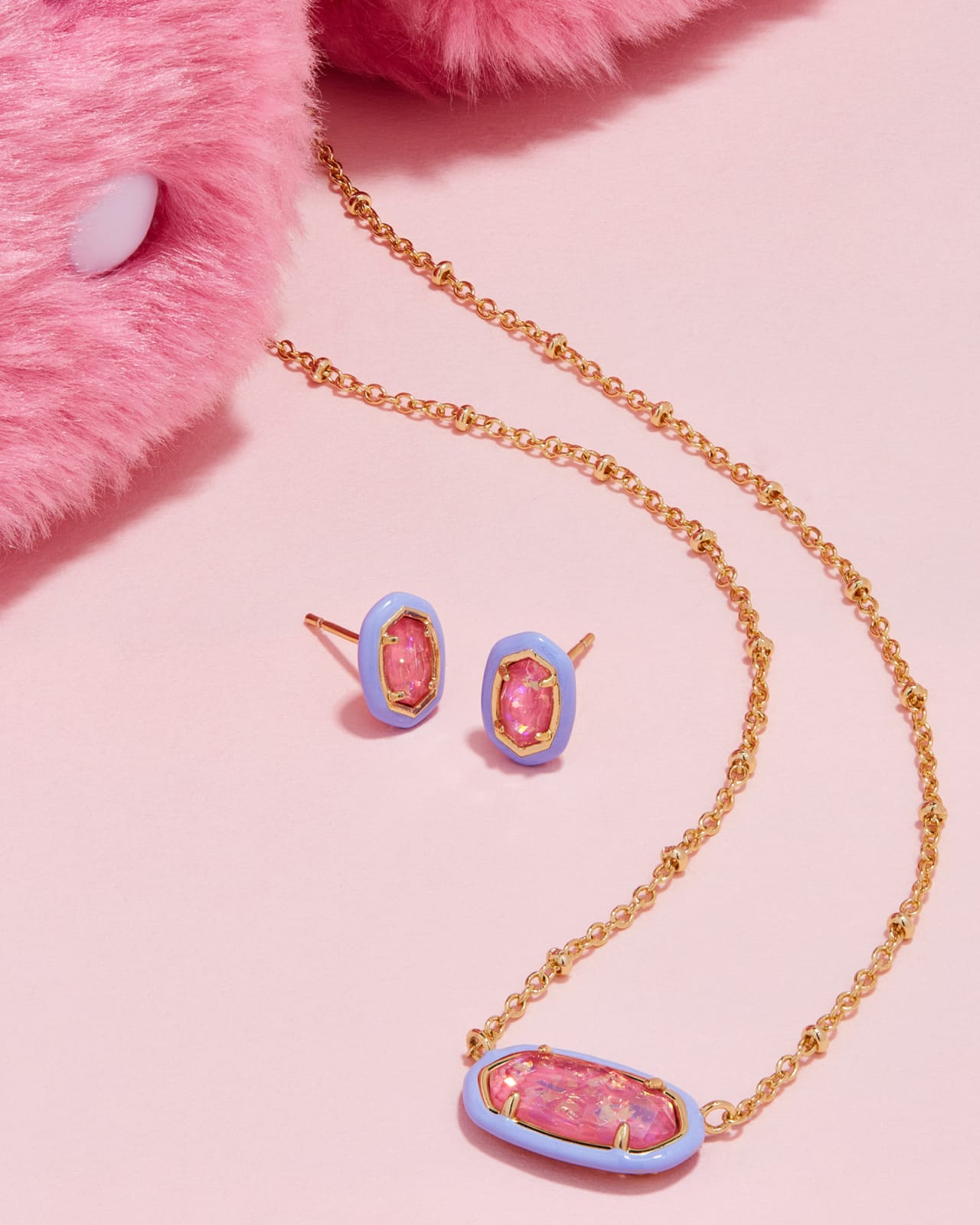 Barbie™ x Kendra Scott Silver Elisa Satellite Necklace in Pink