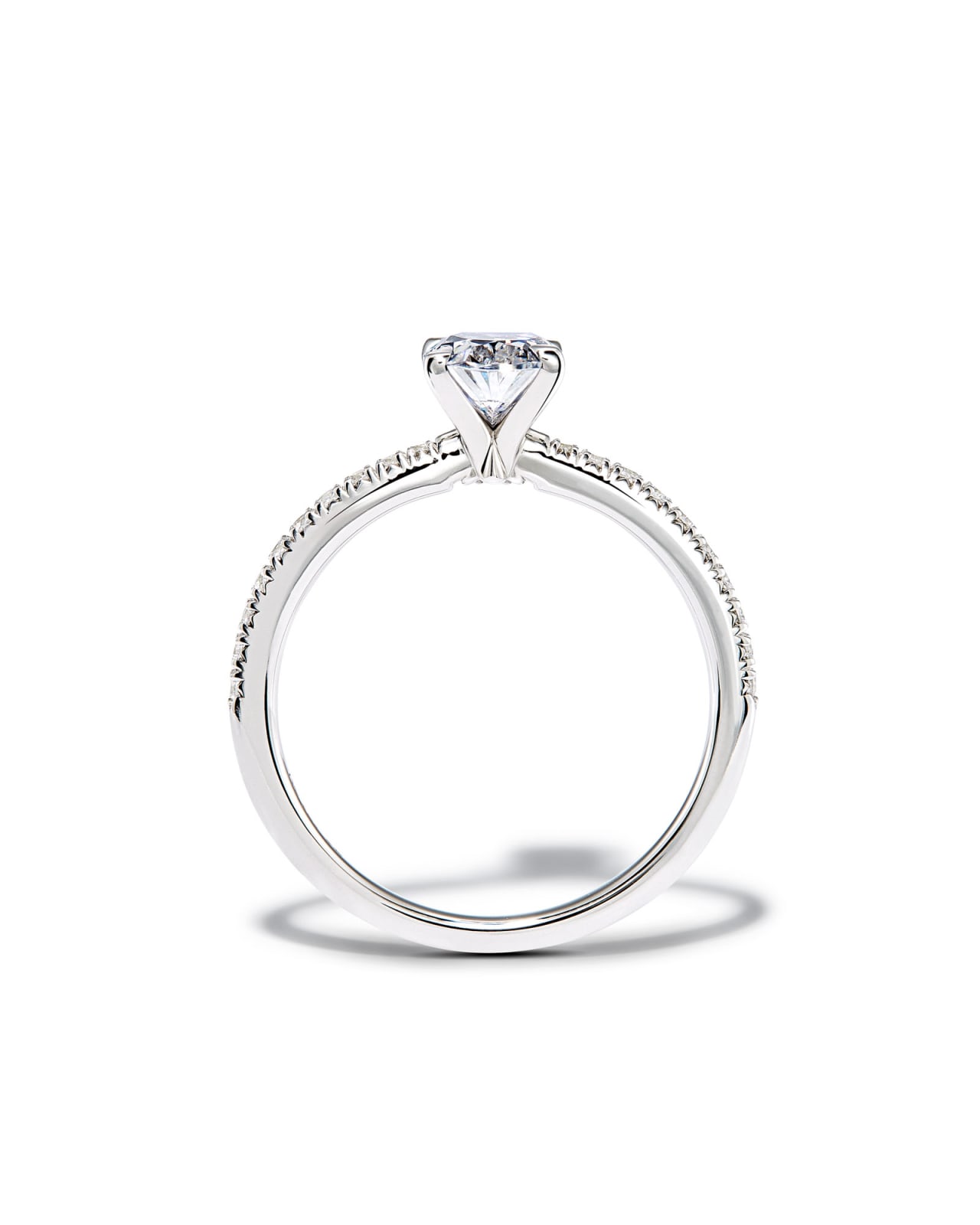 Oval Solitaire Engagement Ring with Pave Diamonds image number 1