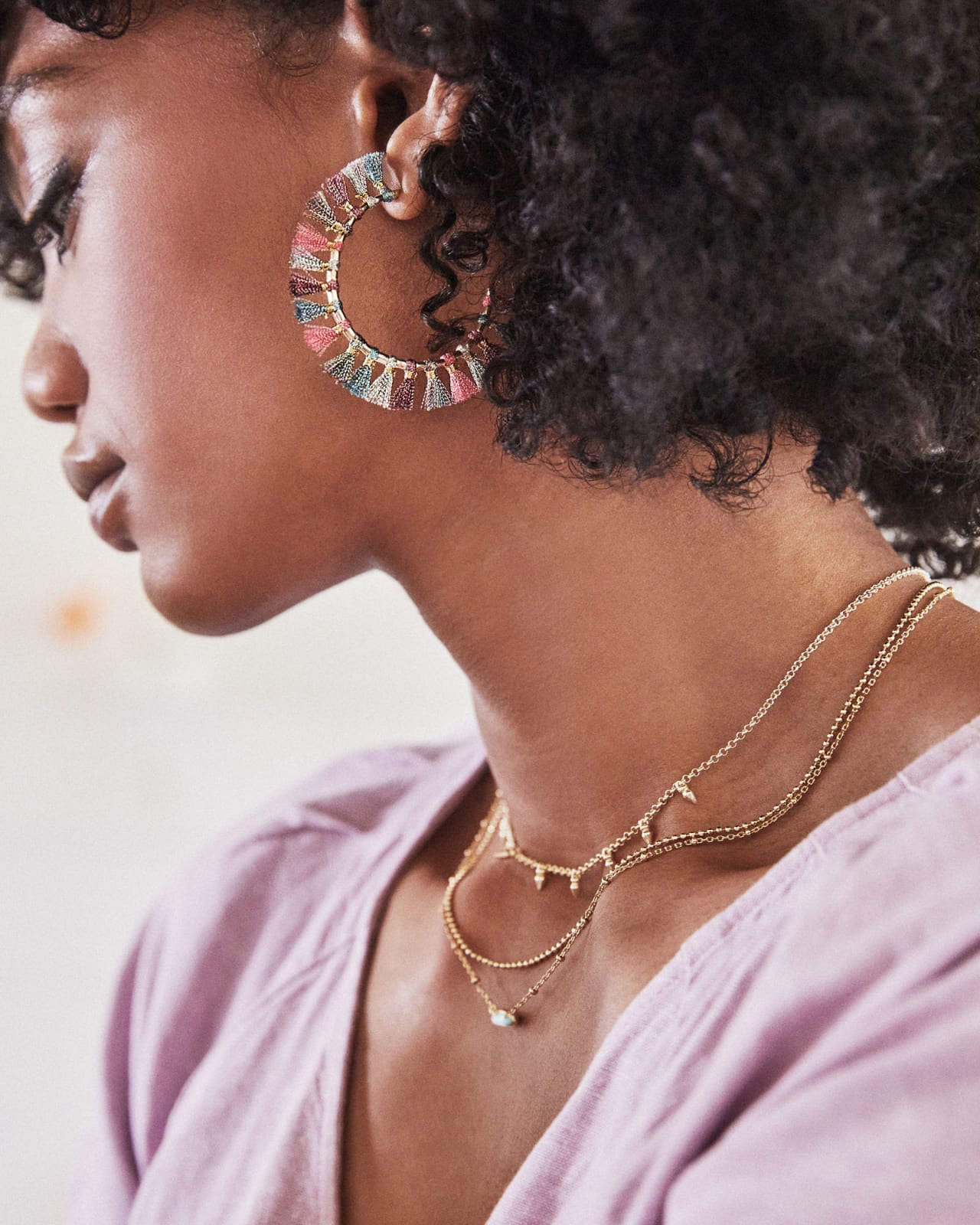 Emilie Gold Multi Strand Necklace in Iridescent Drusy