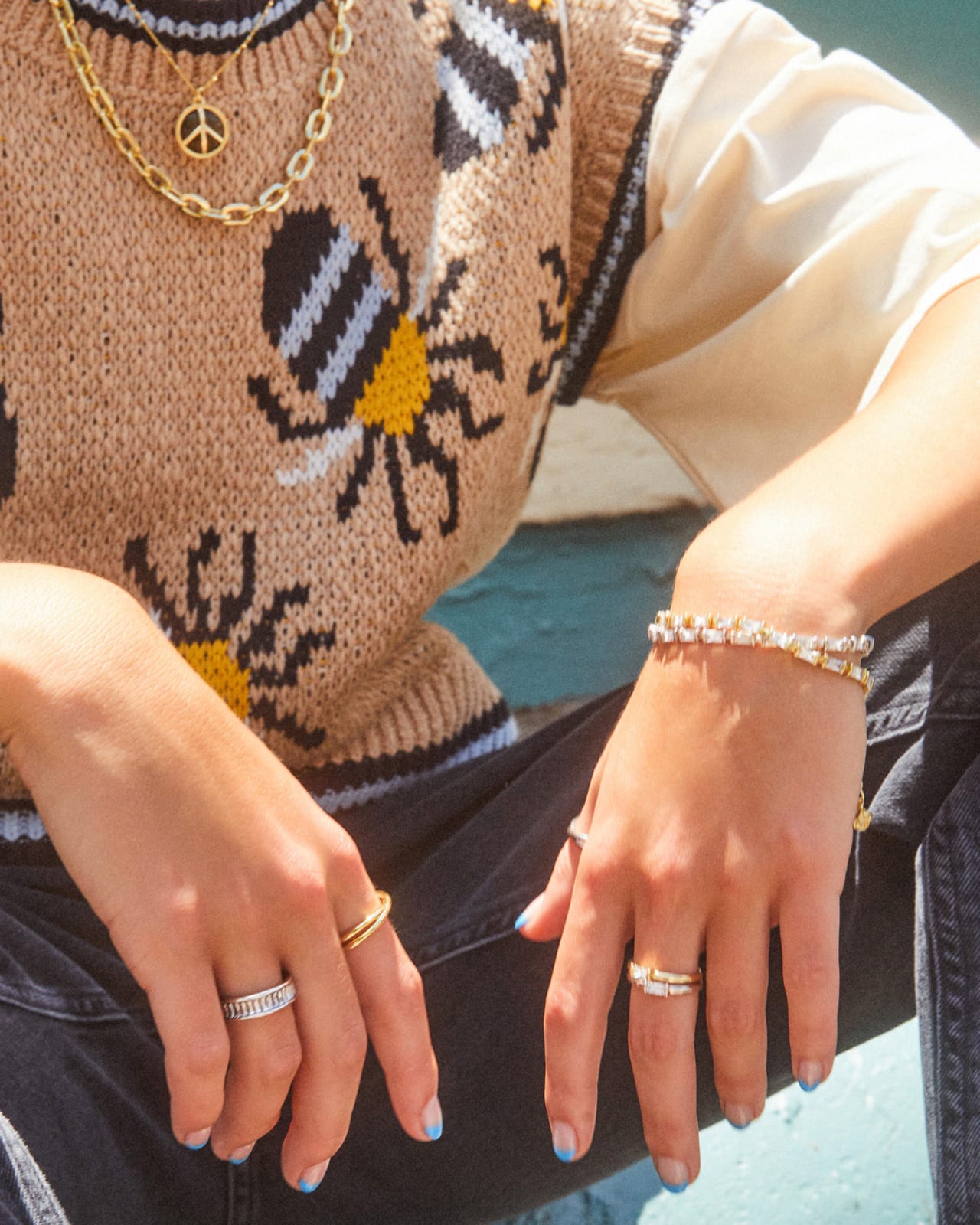 Juliette Silver Band Ring in White Crystal