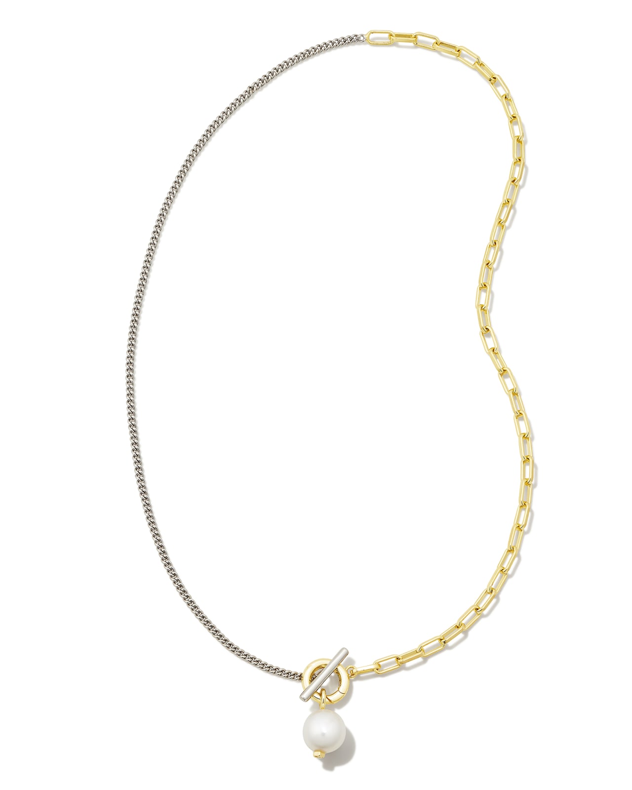 Leighton Convertible Mixed Metal Pearl Chain Necklace in White Pearl ...