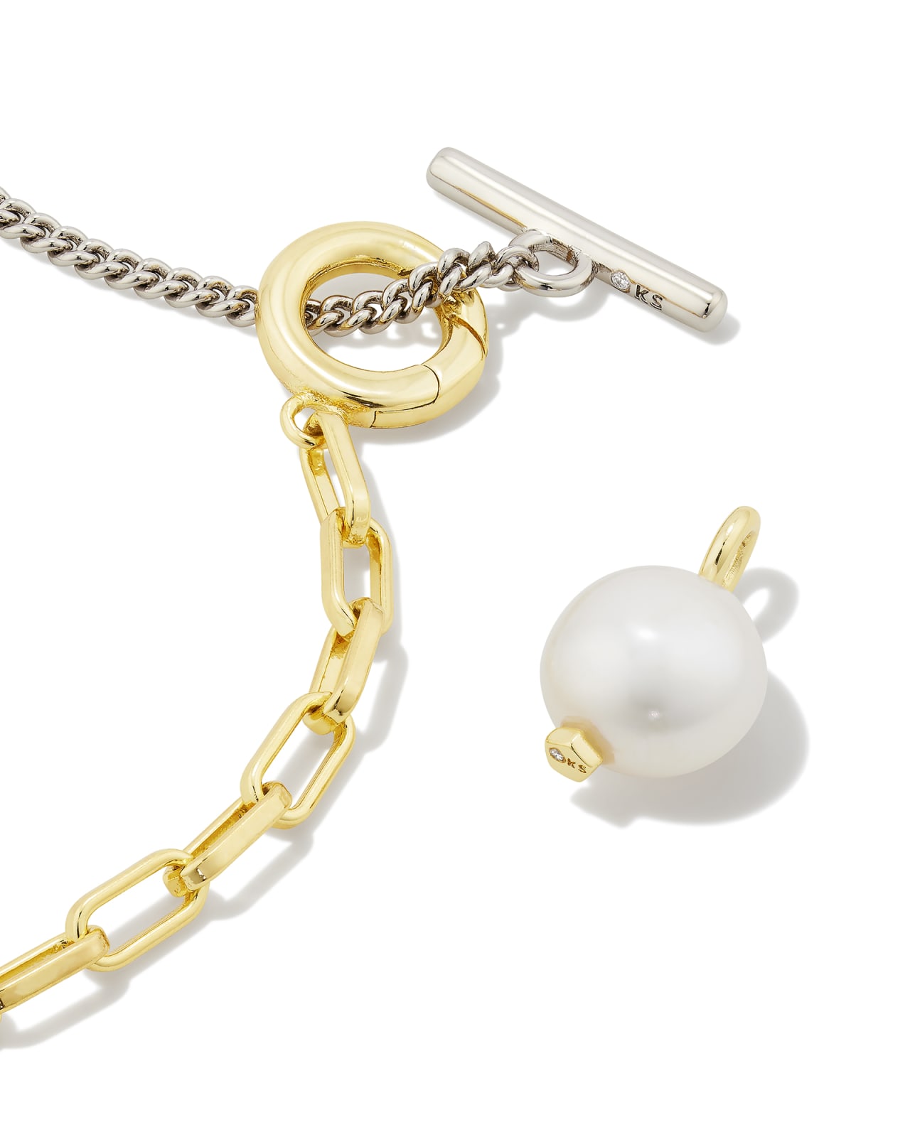 Leighton Convertible Mixed Metal Pearl Chain Necklace in White Pearl ...