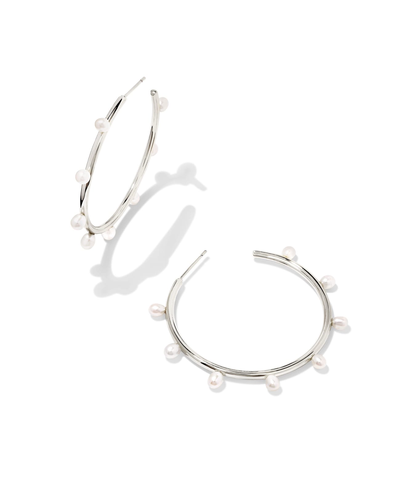 PEARL EAR CUFF HOOP EARRING - Silver