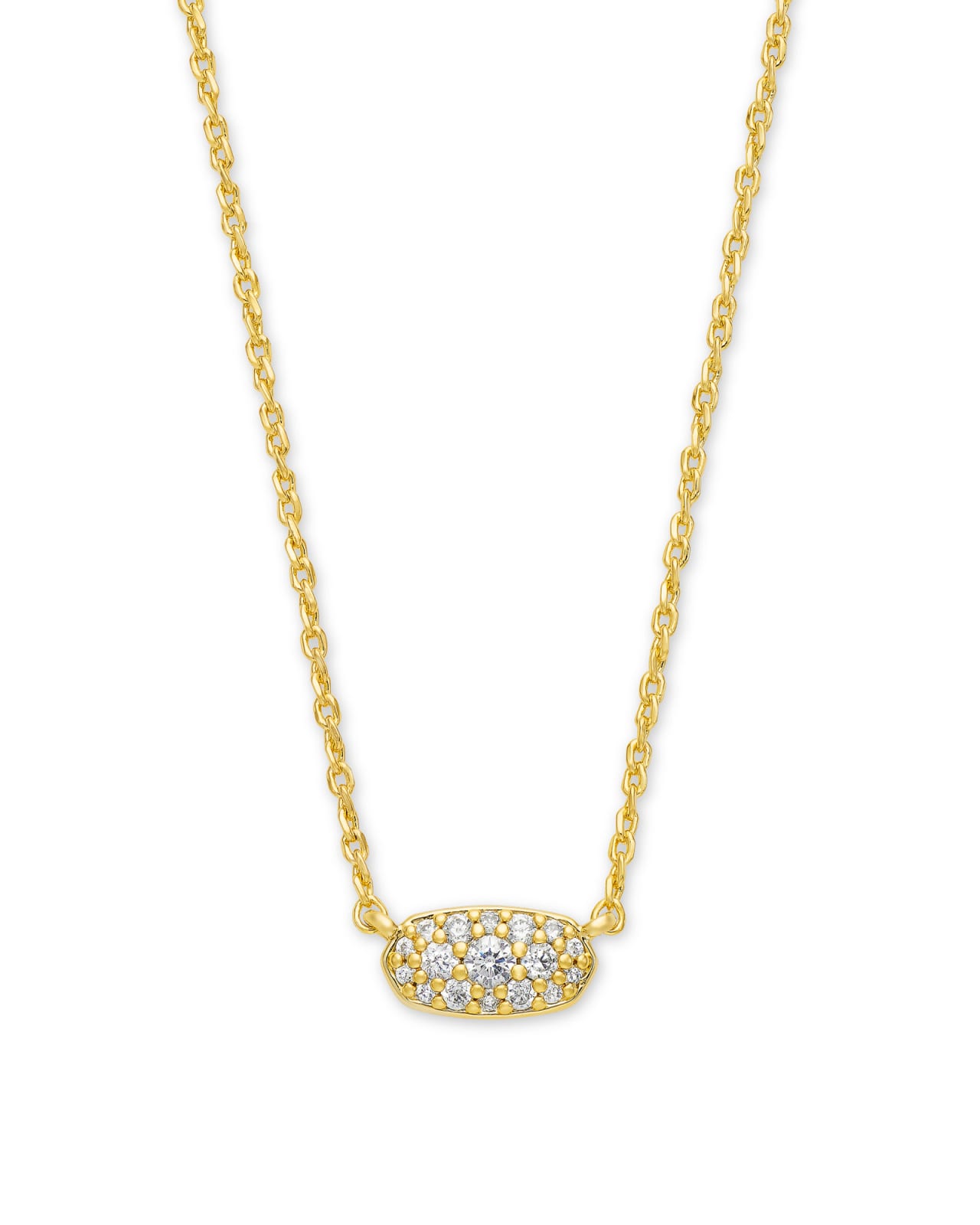 Grayson Gold Pendant Necklace in White Crystal image number 0