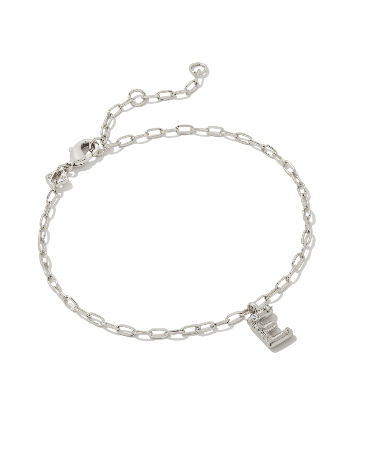 Silver Bangle with Letter E Charm