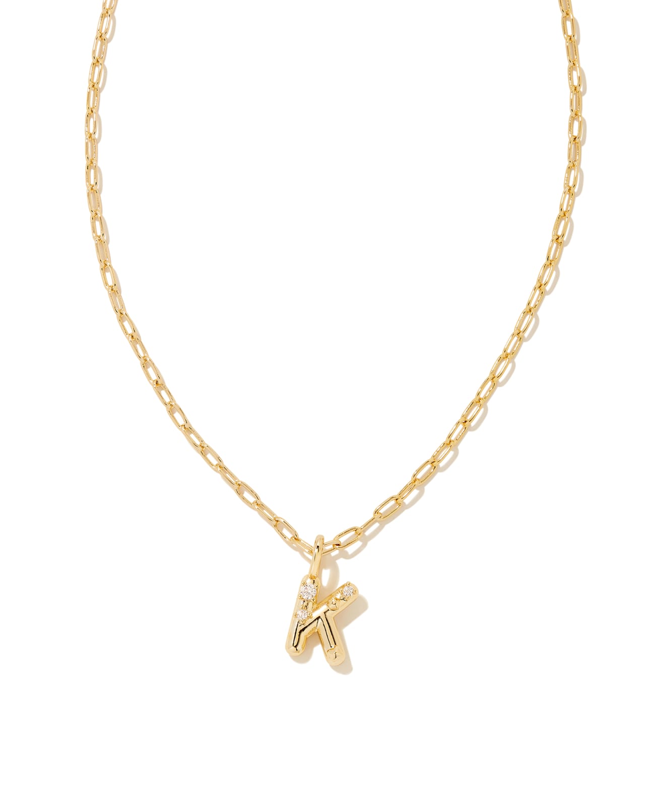 Crystal Letter K Gold Short Pendant Necklace in White Crystal image number 0