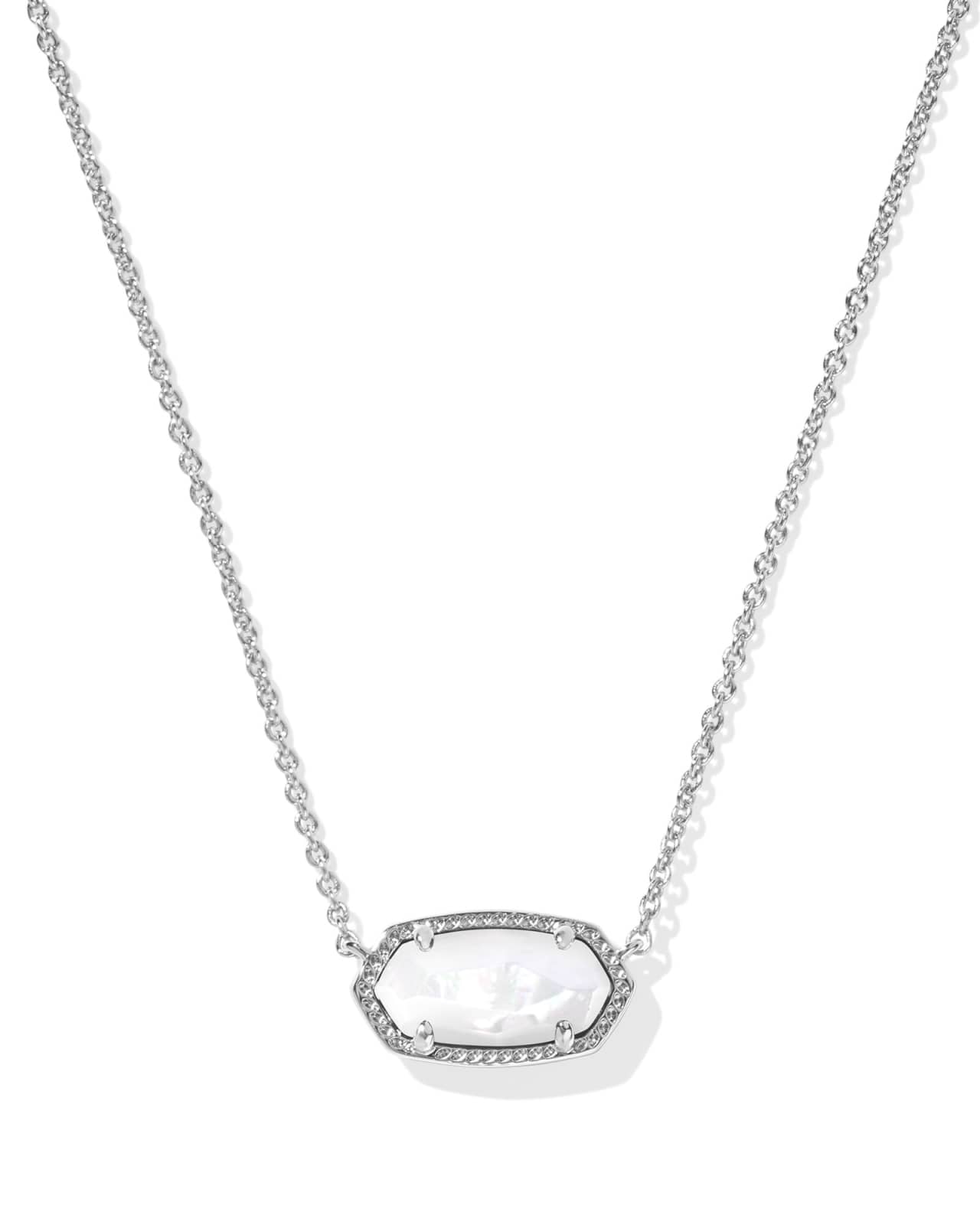 Elisa Silver Pendant Necklace in Ivory Mother-of-Pearl image number 0
