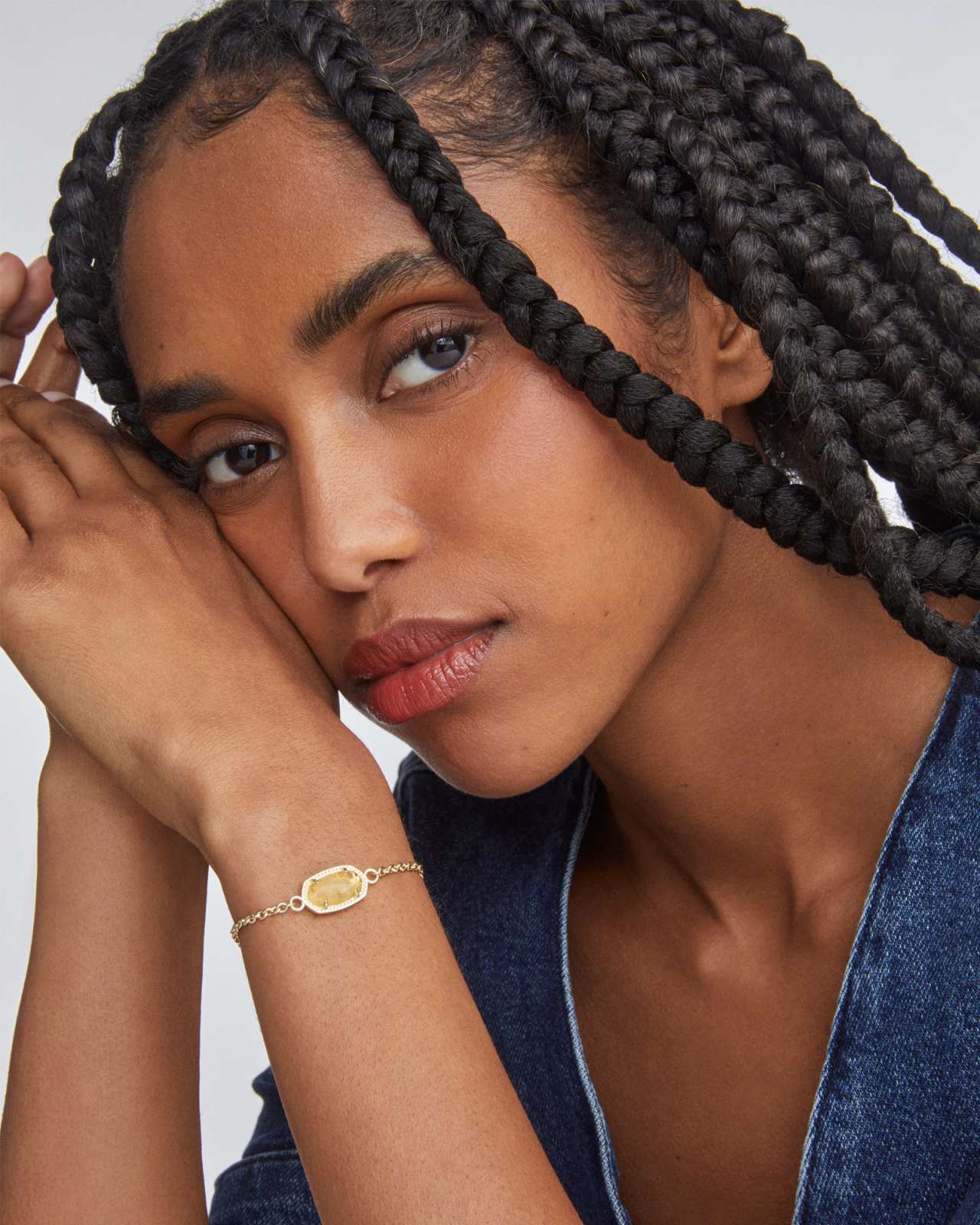 Elaina Gold Adjustable Chain Bracelet in Cobalt Cat’s Eye