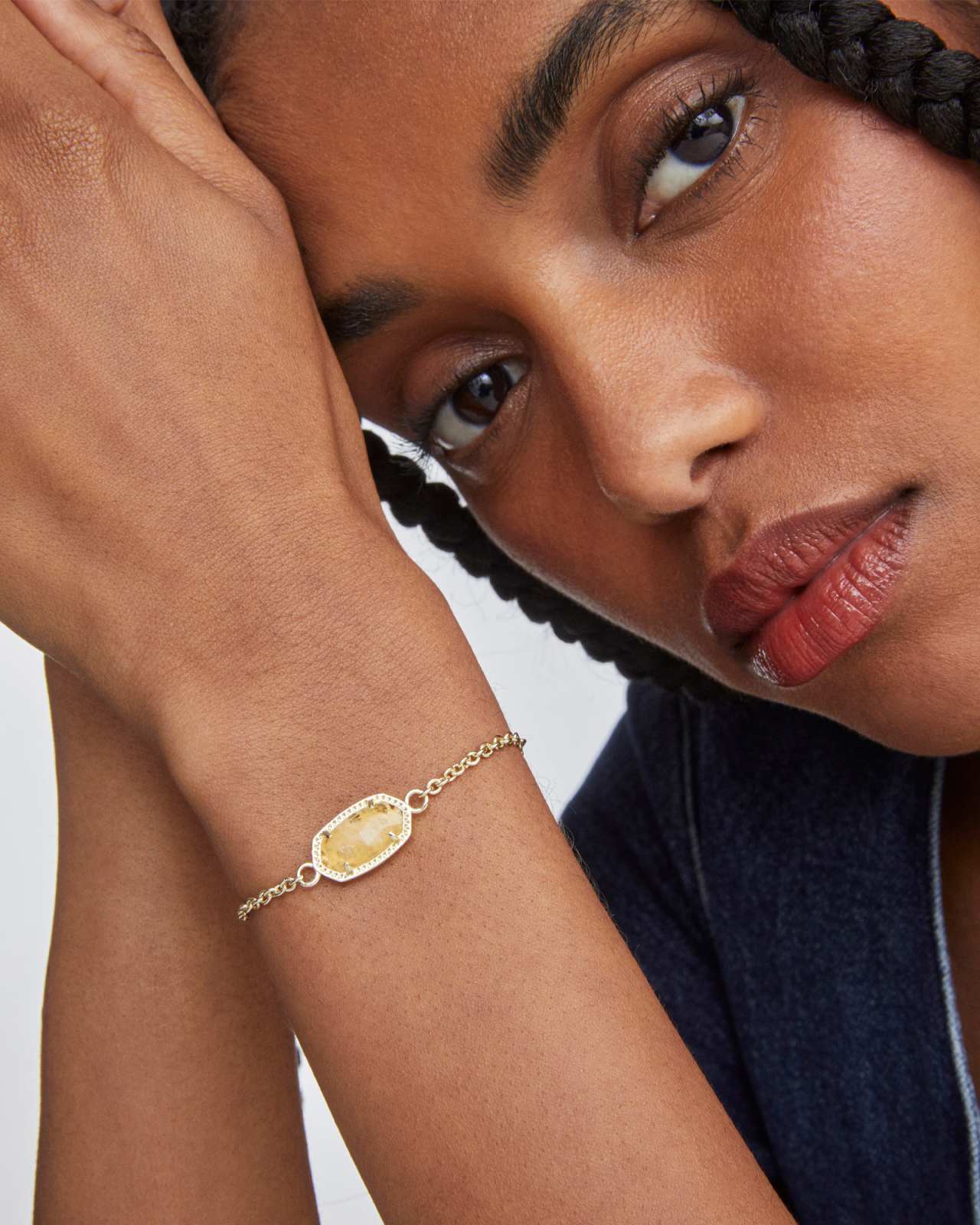 Elaina Gold Adjustable Chain Bracelet in Cobalt Cat’s Eye
