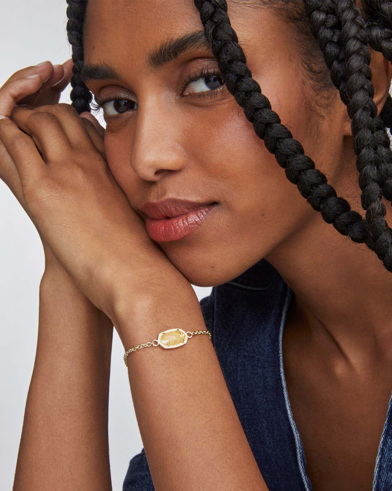 Elaina Gold Adjustable Chain Bracelet in Cobalt Cat’s Eye