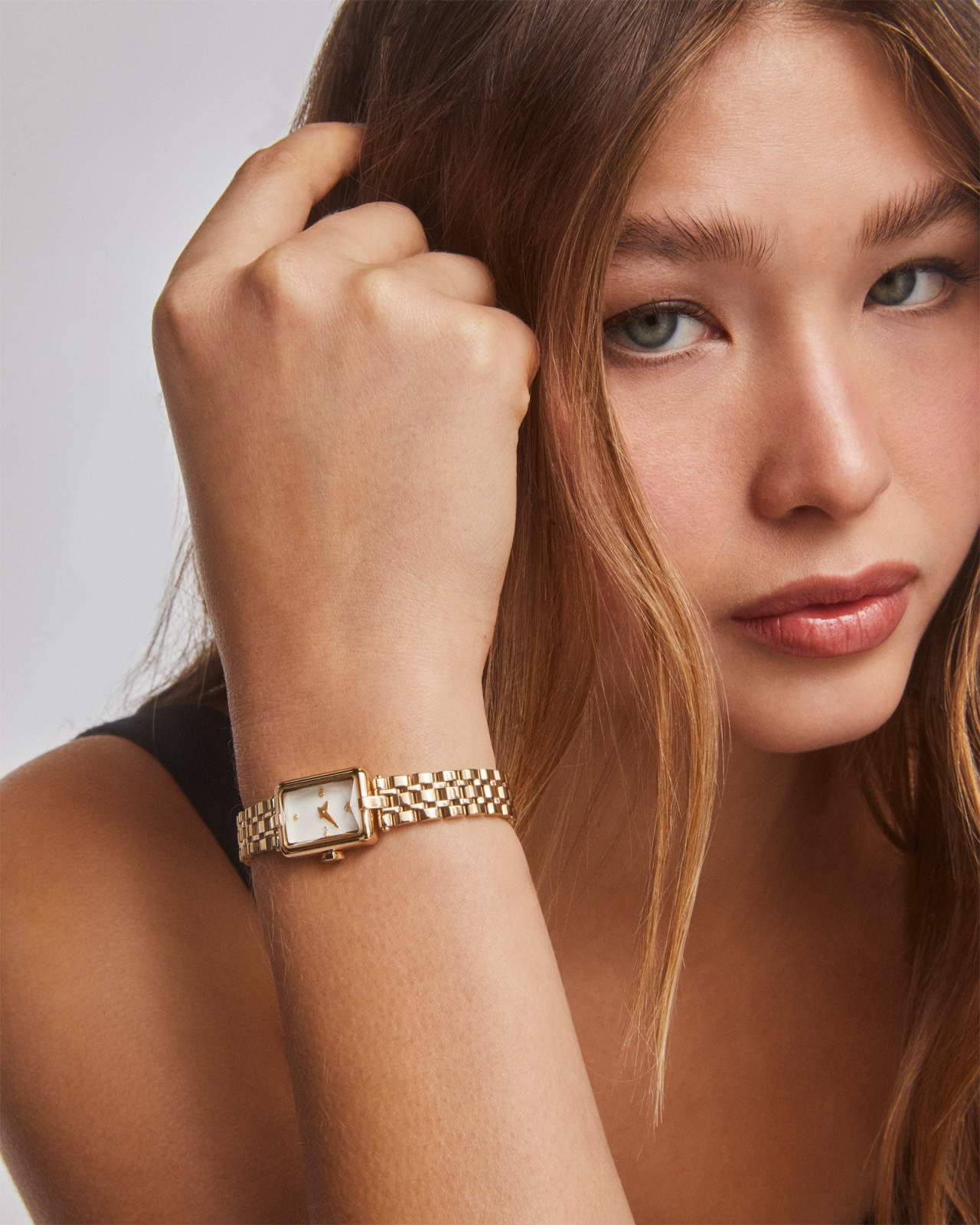 Adela Gold Tone Stainless Steel Watch in Ivory Mother-of-Pearl