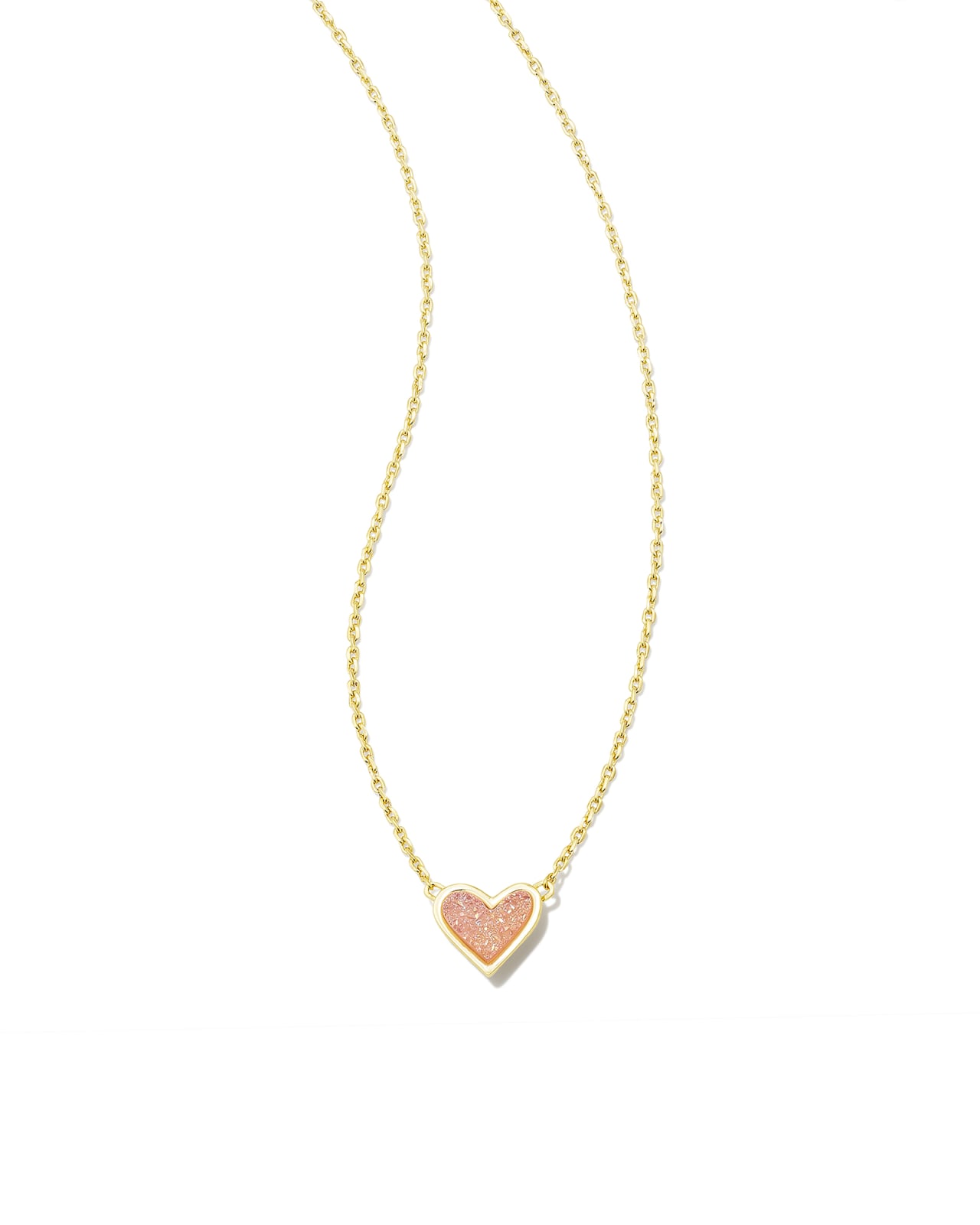 Ari Heart Rose Gold Pendant Necklace in Pink Drusy