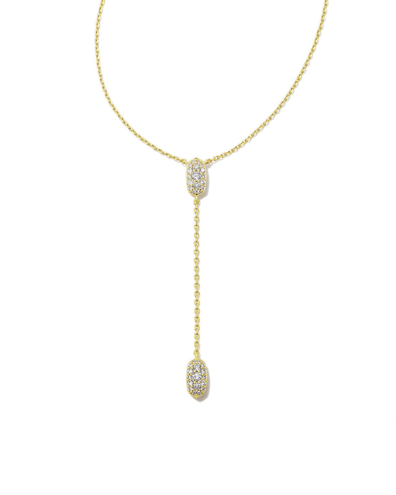 Grayson Gold Y Necklace in White Crystal image number 0