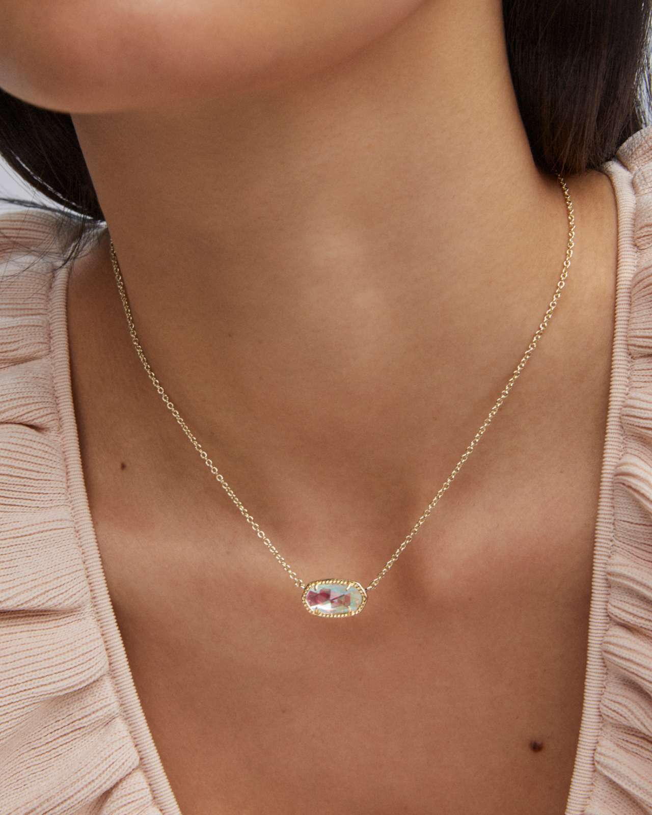 Elisa Gold Pendant Necklace in London Blue Glass
