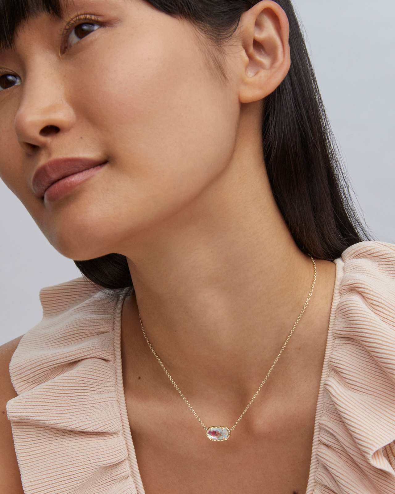 Elisa Gold Pendant Necklace in London Blue Glass