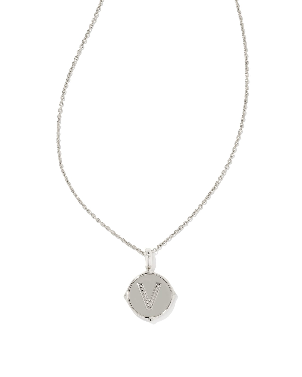 Silver Alphabet Letter 'V' Necklace