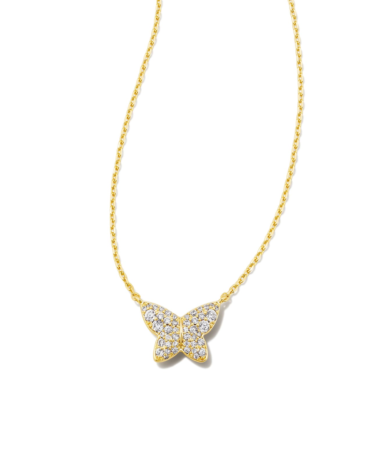 Lillia Crystal Butterfly Gold Pendant Necklace in White Crystal image number 0