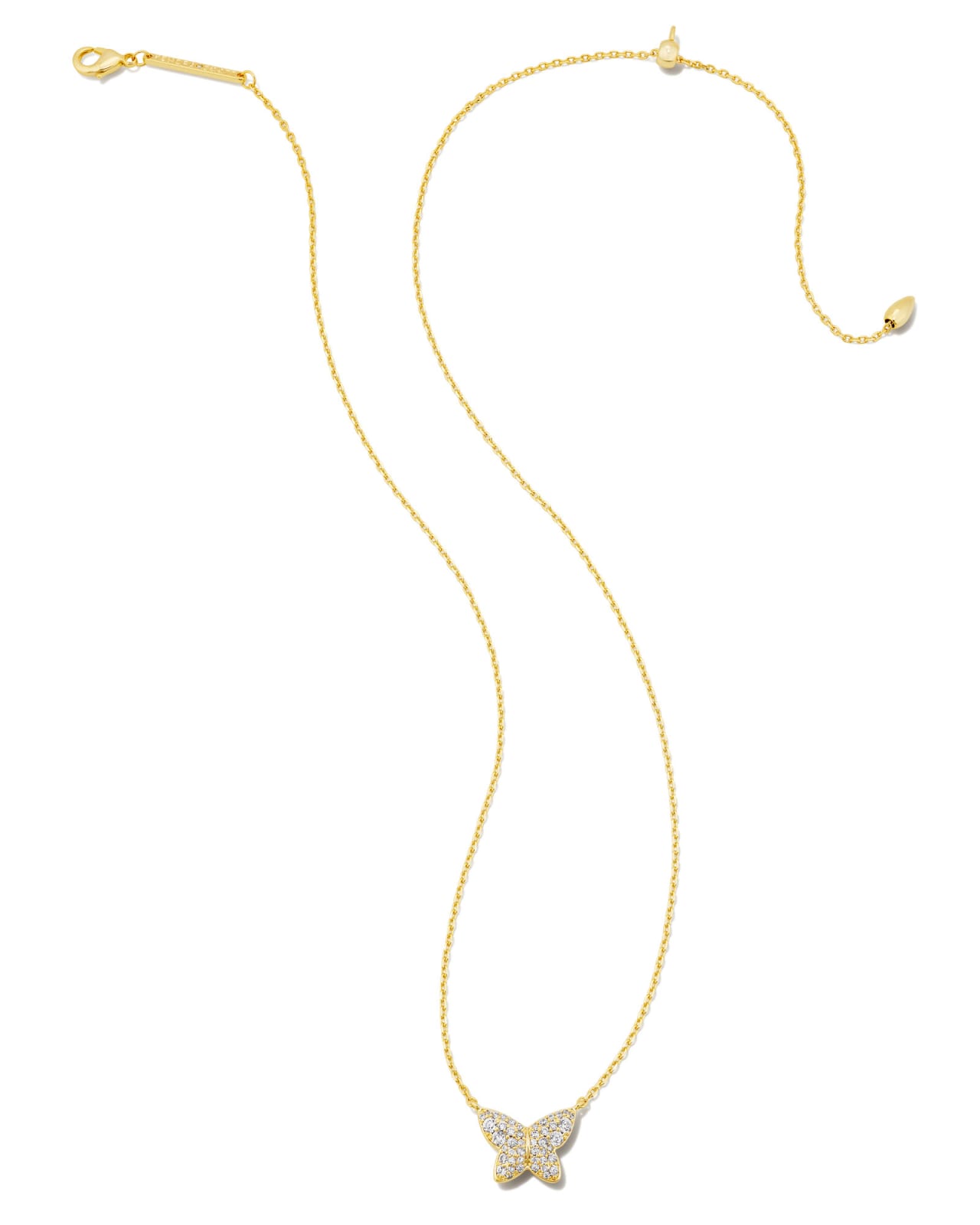 Lillia Crystal Butterfly Gold Strand Necklace in White Crystal