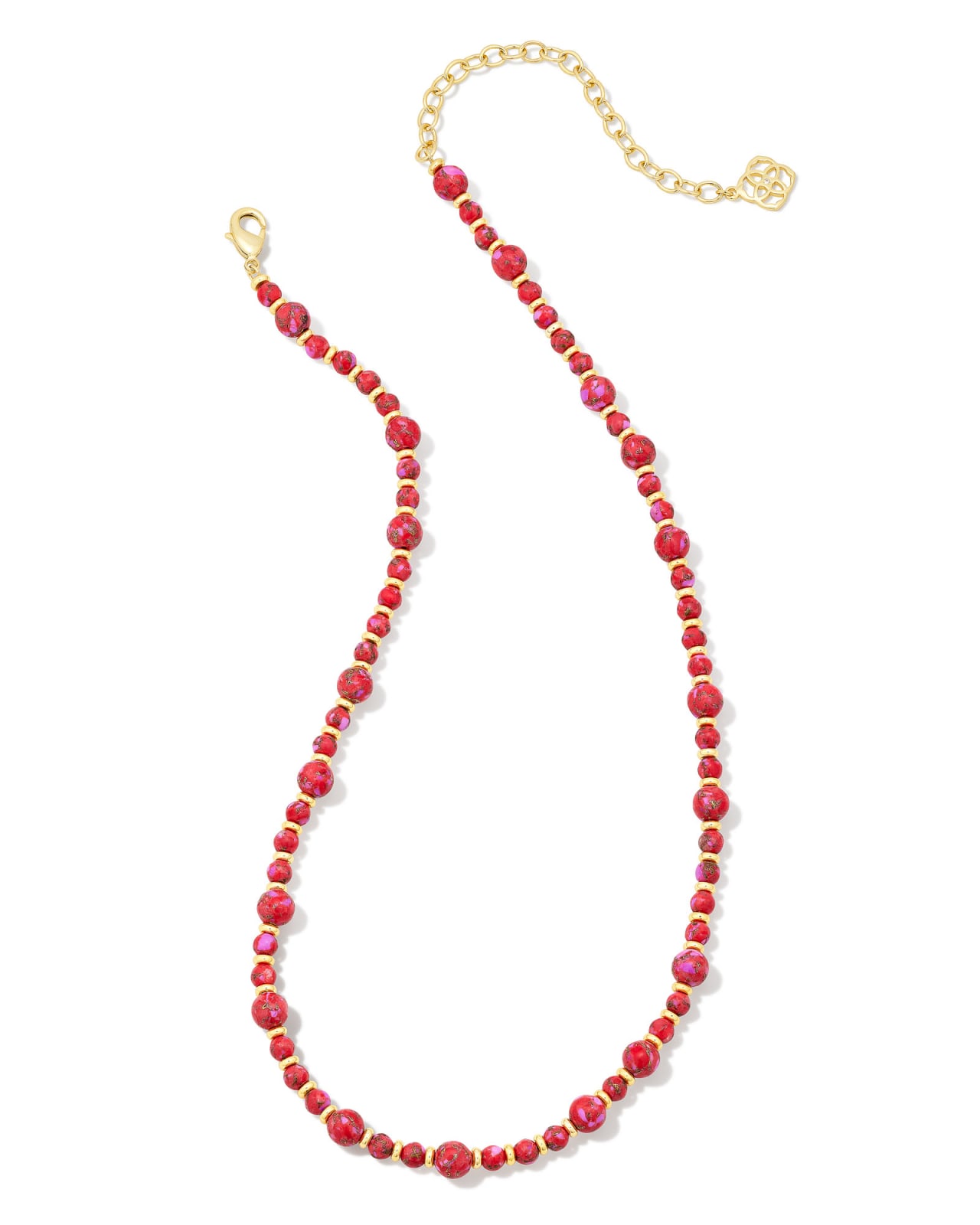 Jovie Gold Beaded Strand Necklace in Bronze Veined Red and Fuchsia Magnesite image number 0