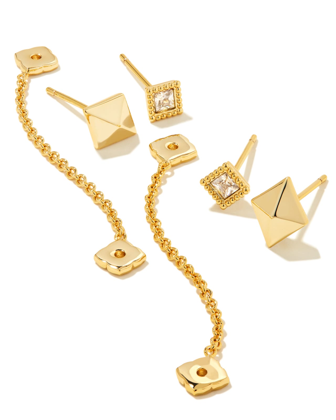 Kinsley Gold Convertible Earring Set in White Crystal Kendra Scott