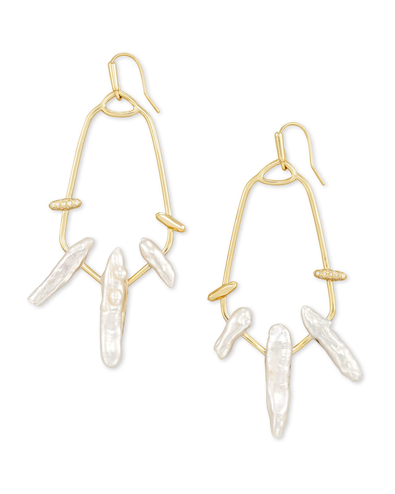 Eileen Gold Statement Earrings in White Pearl image number 0