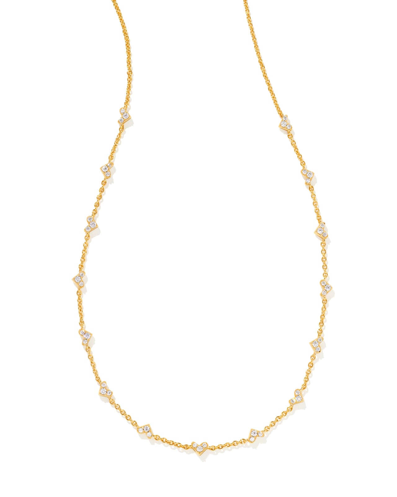 Haven Gold Crystal Heart Strand Necklace in White Crystal image number 0