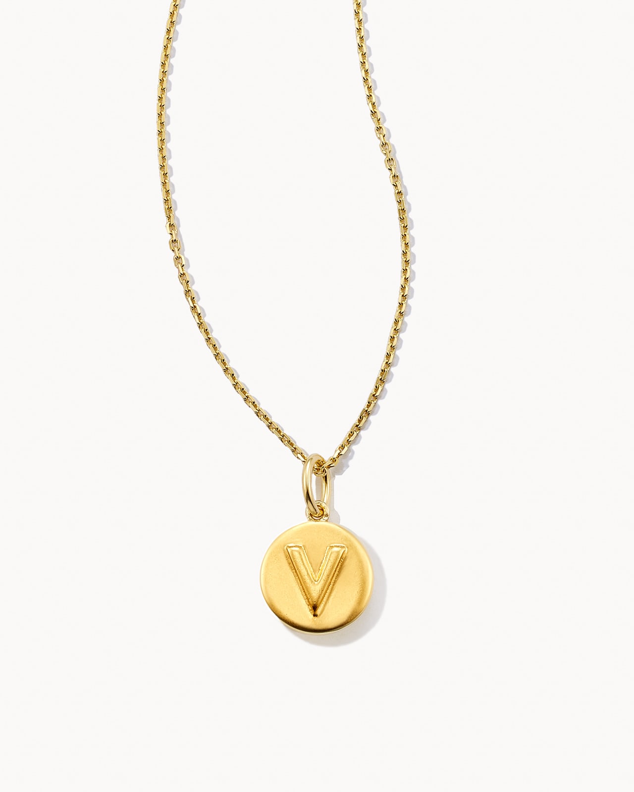 Letter V Pendant Necklace in Gold