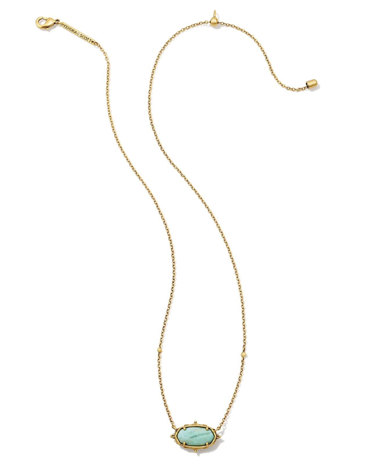 Baroque Vintage Gold Elisa Pendant Necklace in Sea Green Chrysocolla