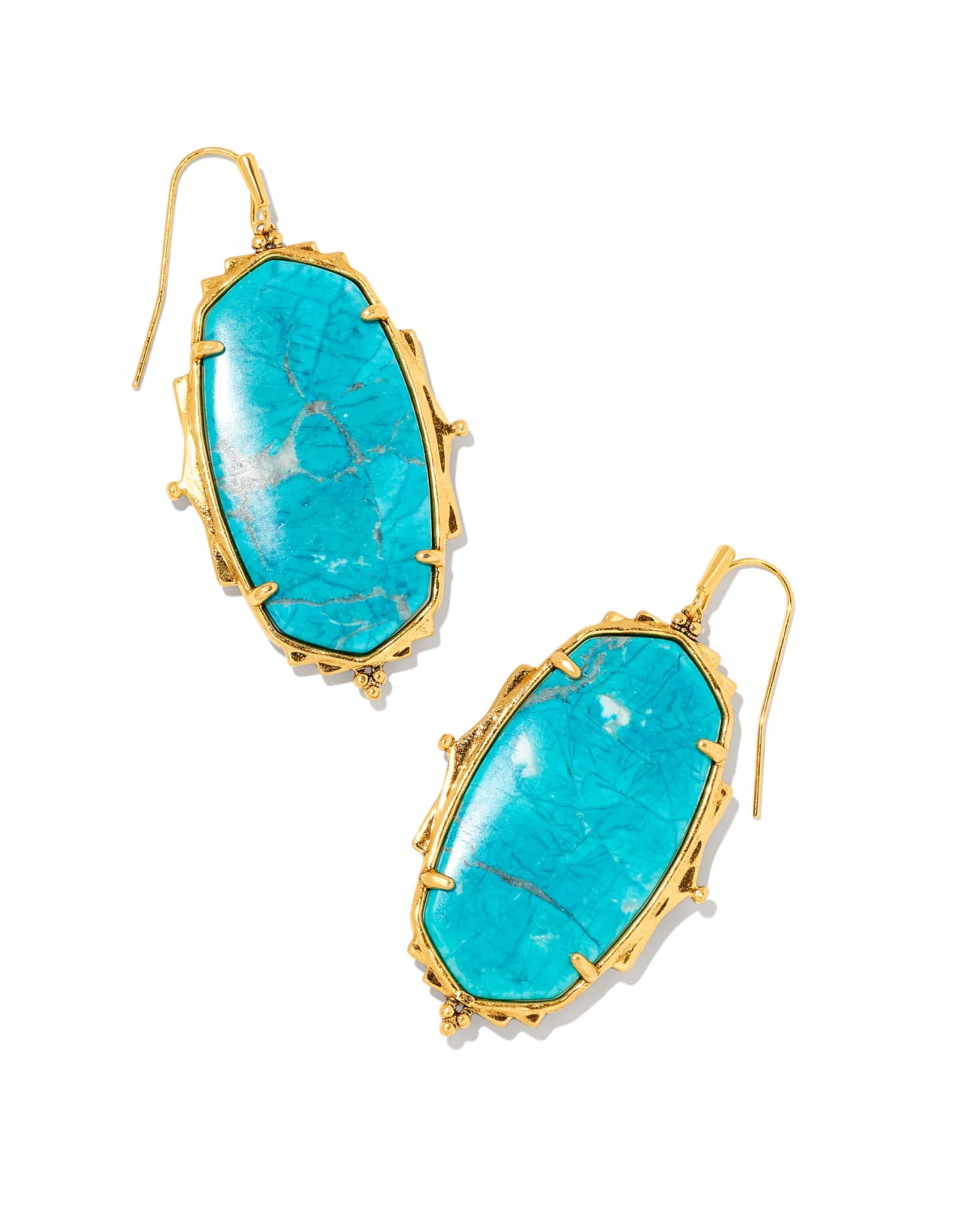 Baroque Ella Vintage Gold Drop Earrings in Variegated Dark Teal Magnesite image number 0