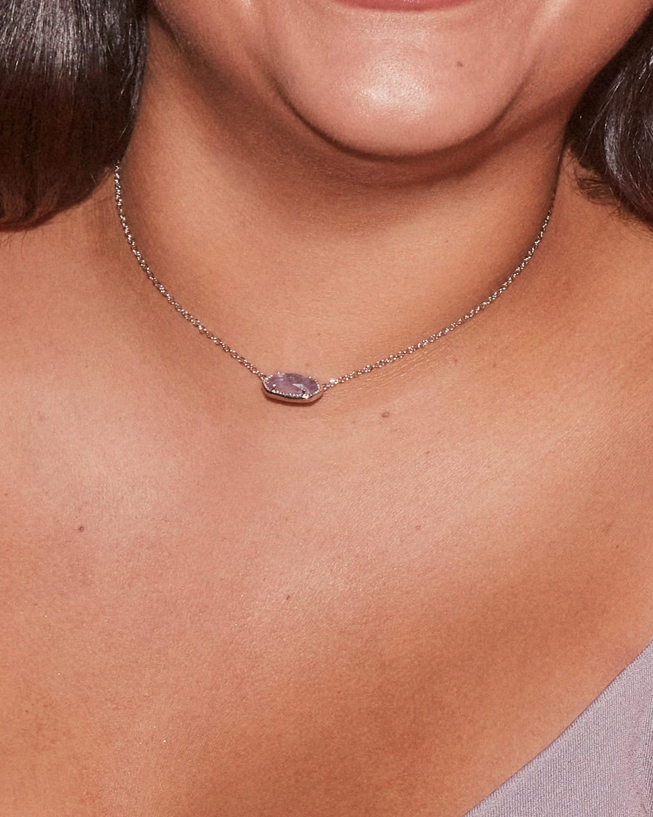 Elisa Silver Pendant Necklace in Amythyst