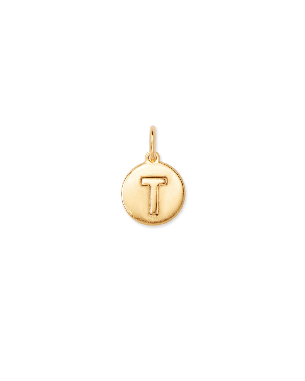 Letter T Coin Charm in 18k Gold Vermeil image number 0