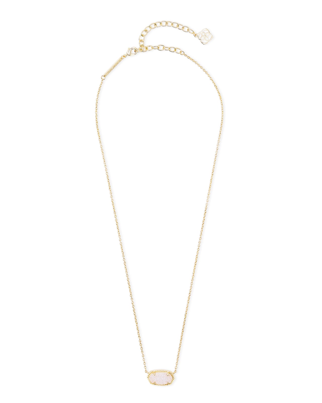 Elisa Gold Extended Length Pendant Necklace in Iridescent Drusy