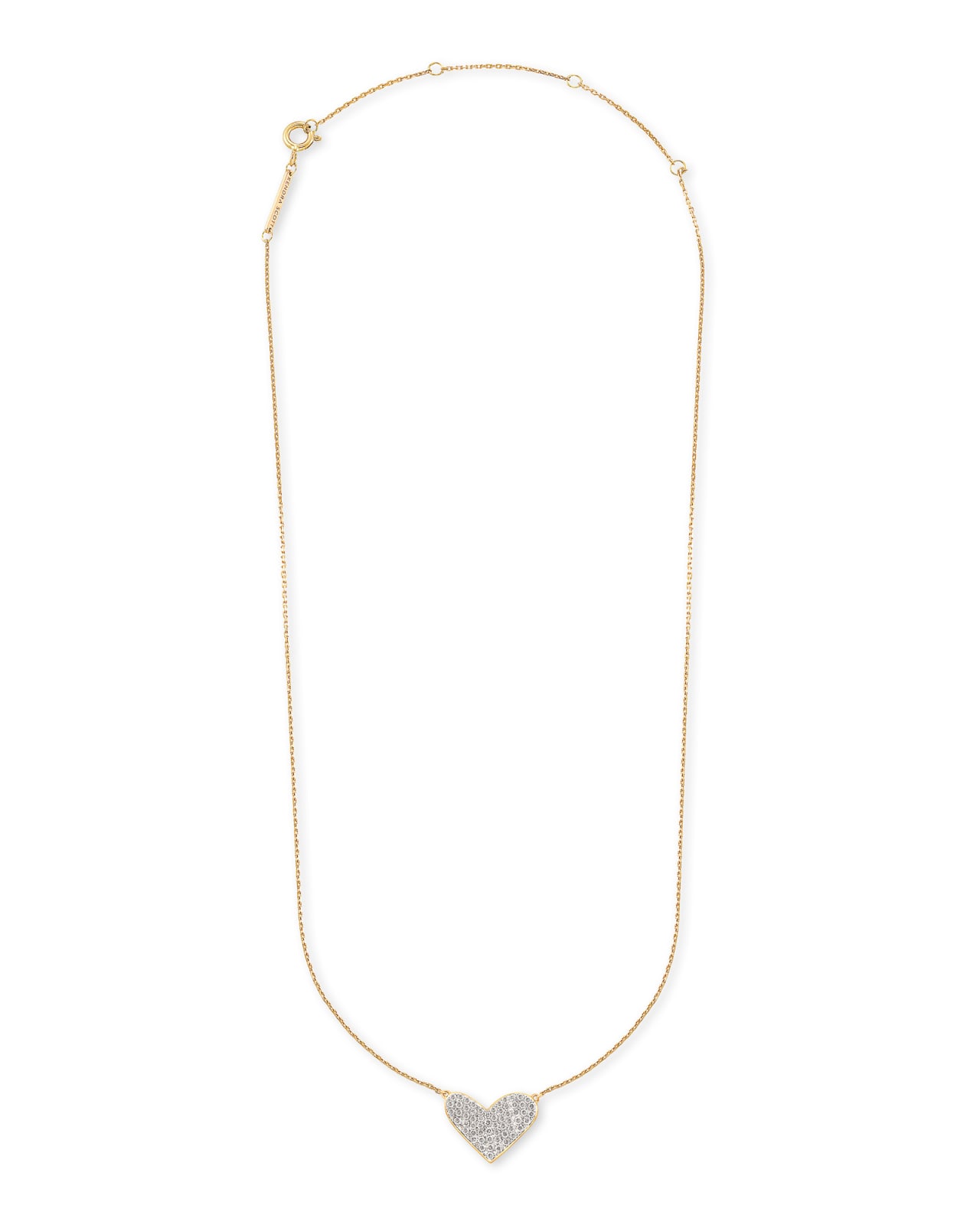 White Heart Necklace Large Gold