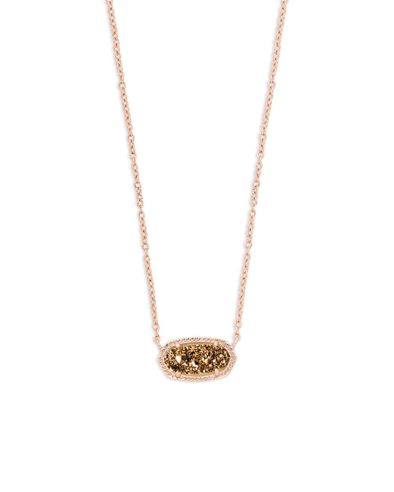 Elisa Rose Gold Pendant Necklace in Rose Gold Drusy