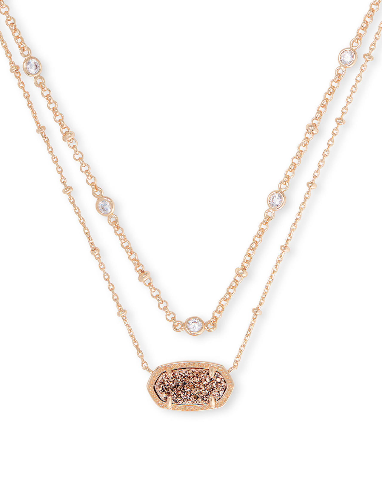 Elisa Rose Gold Multi Strand Necklace in Rose Gold Drusy Kendra Scott