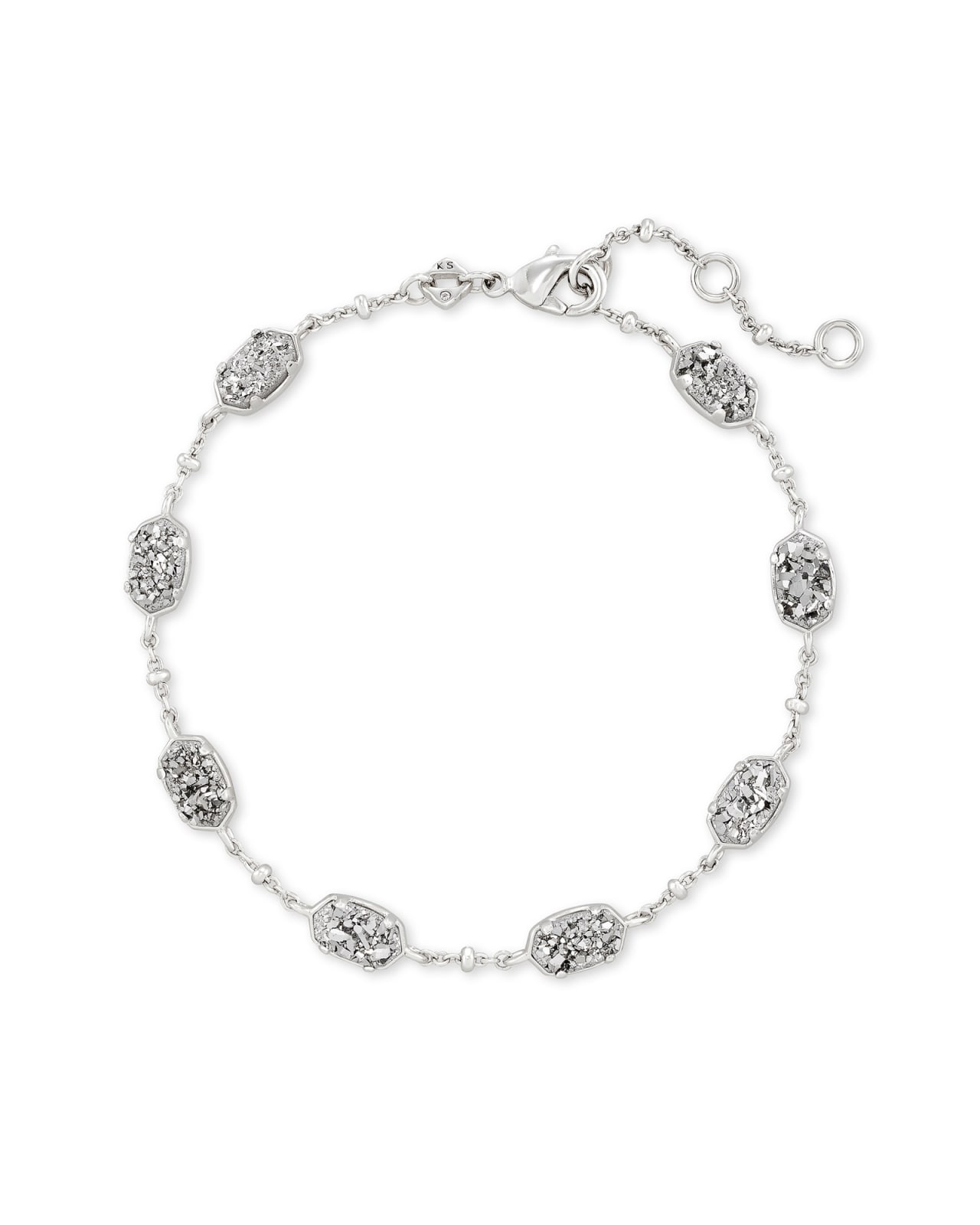 Emilie Silver Chain Bracelet in Platinum Drusy