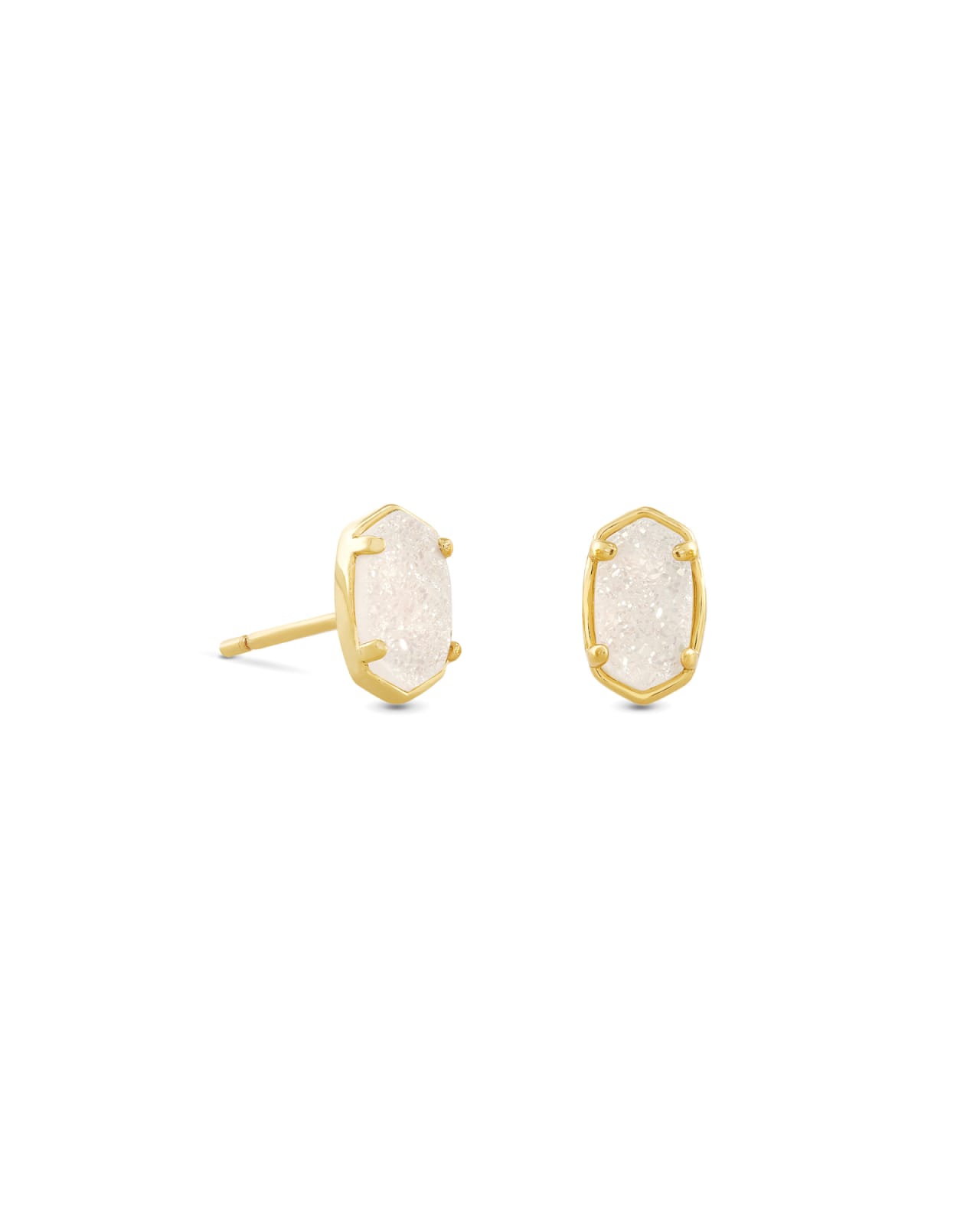 Emilie Gold Stud Earrings in Iridescent Drusy image number 0