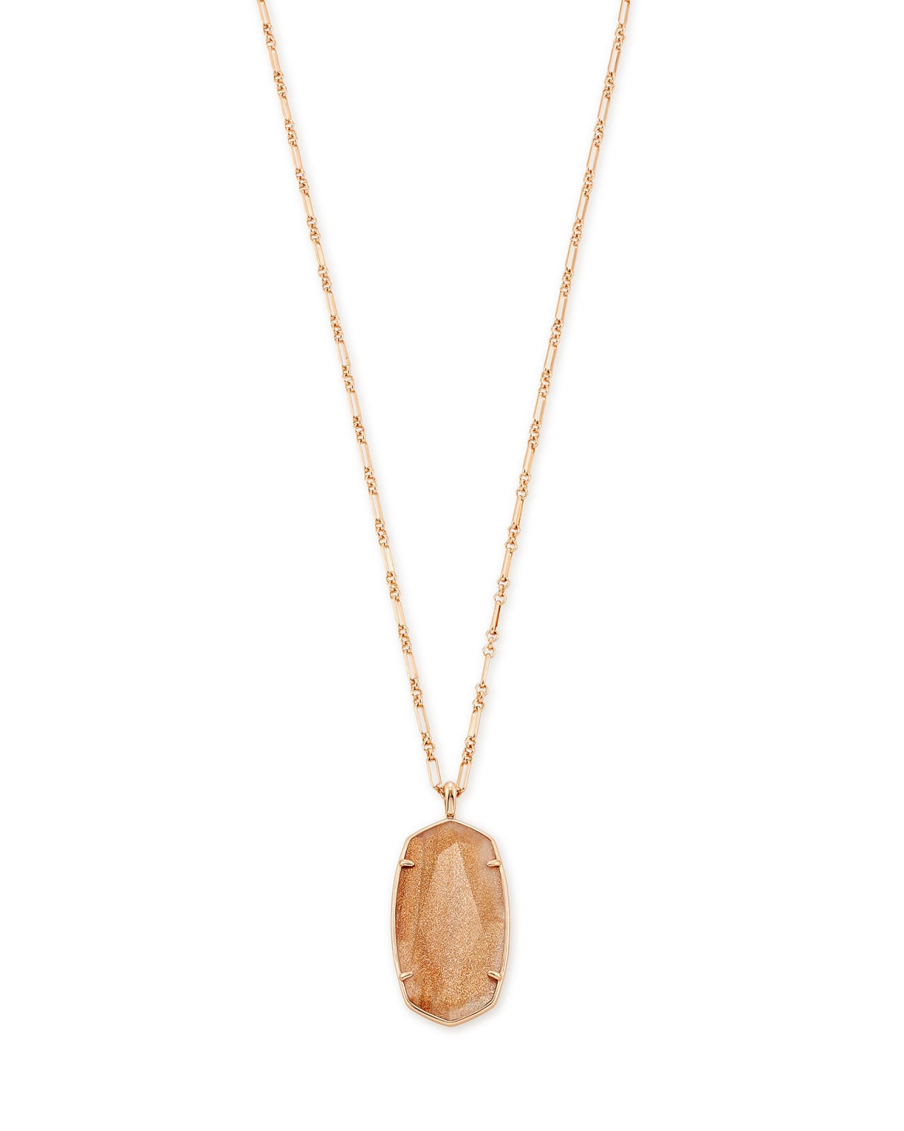 Faceted Reid Rose Gold Long Pendant Necklace in Gold Dusted Pink Illusion image number 0
