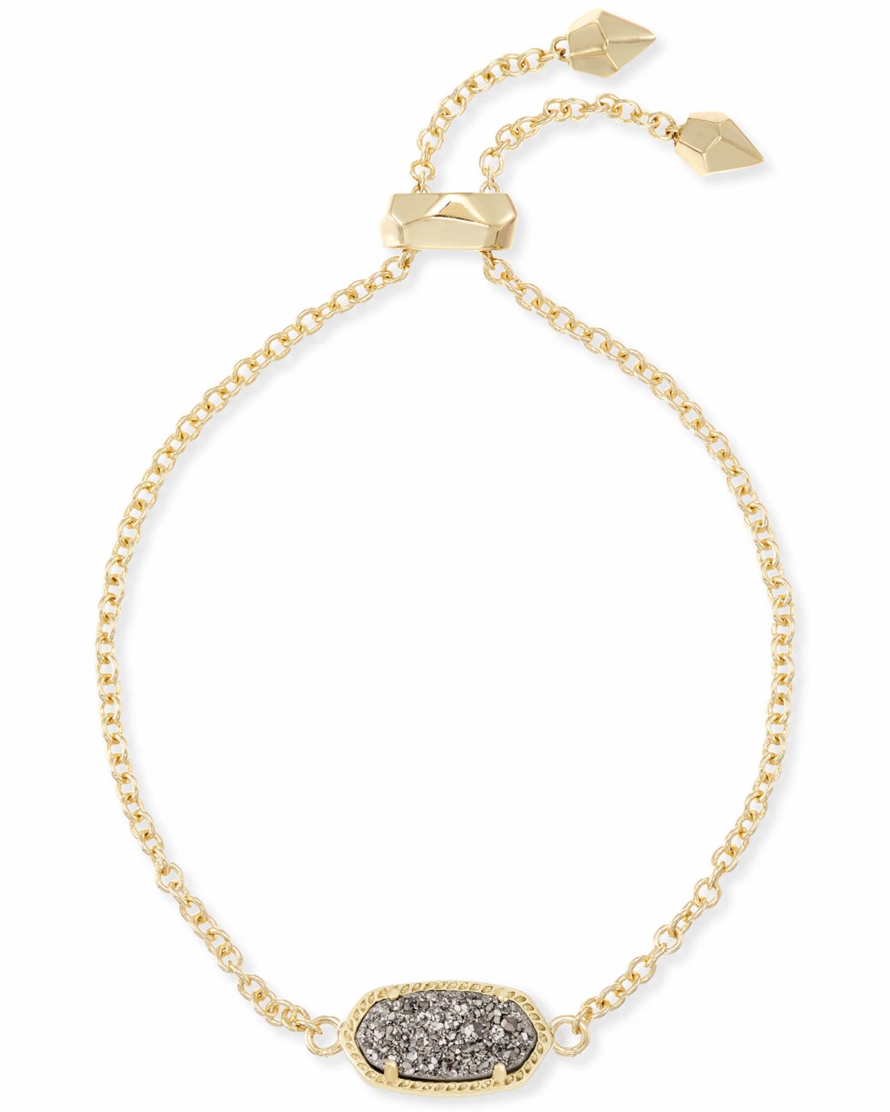 Elaina Gold Adjustable Chain Bracelet in Platinum Drusy image number 0